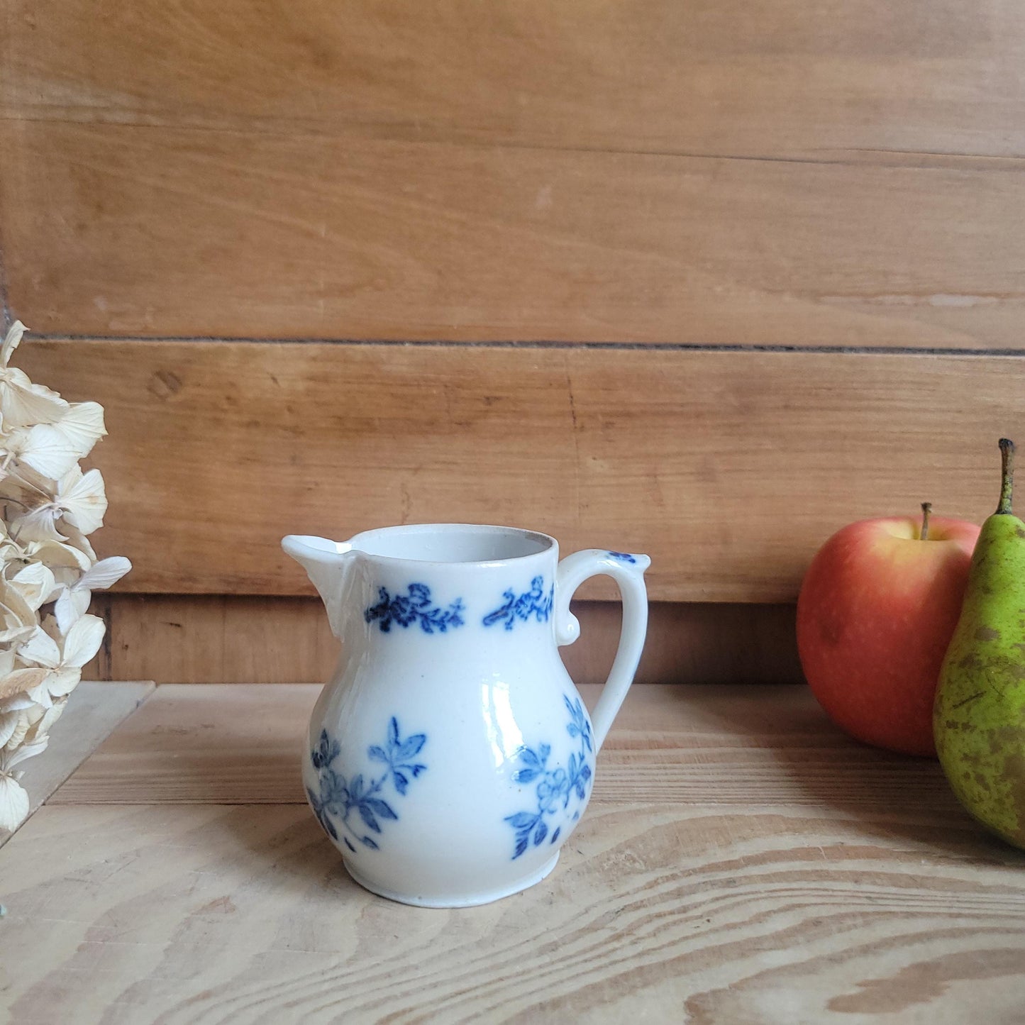 Set of 3 Matching Antique St Uze Pitchers, Blue Floral Decoration, France c.1910