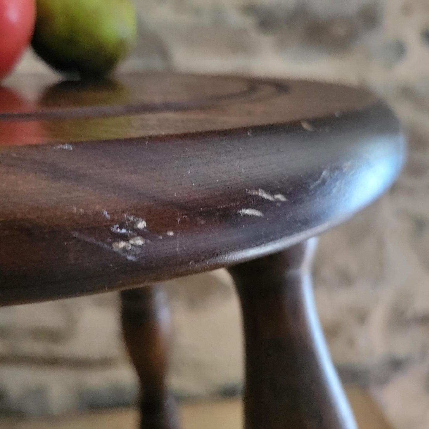 Tall Bobbin-Leg Tripod Oak Wood Stool, France c.1960