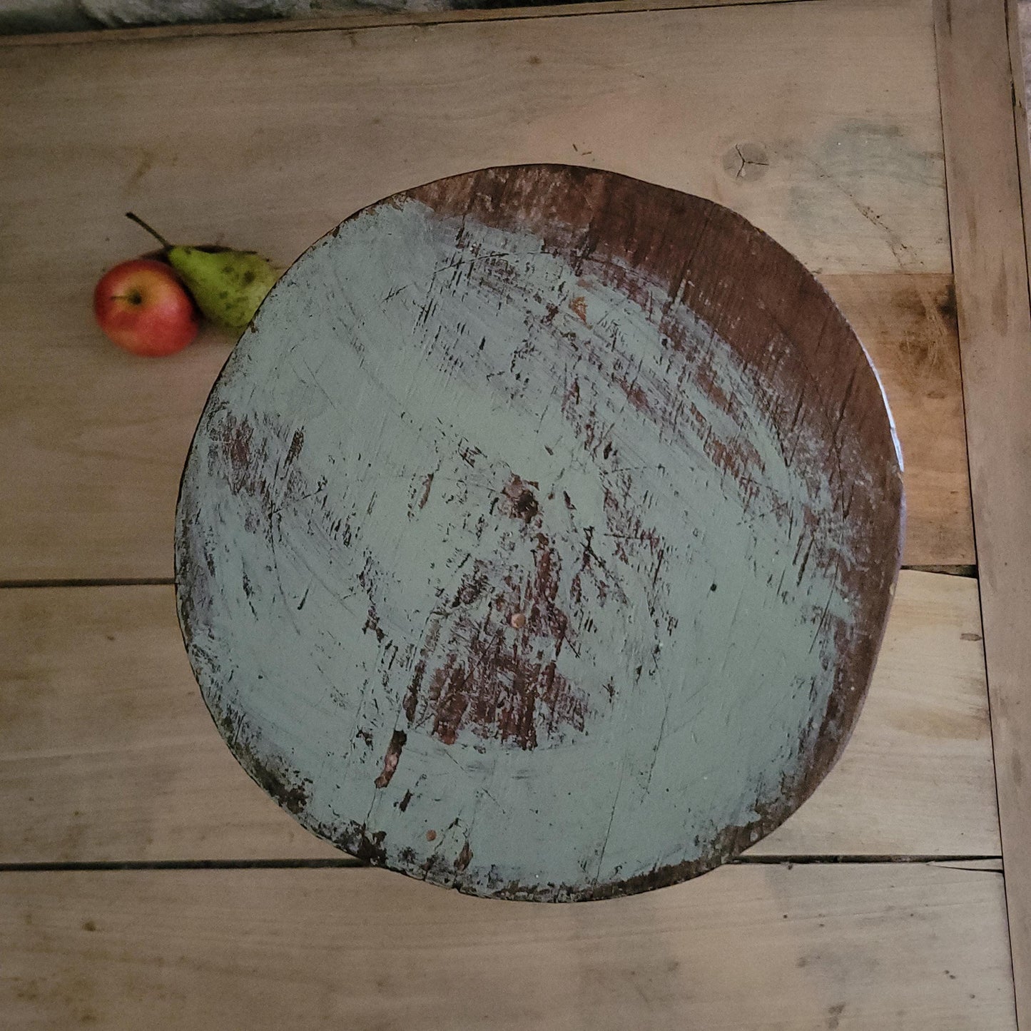 Primitive Tripod Milking Stool, Rough-Carved Oak, France c.1920