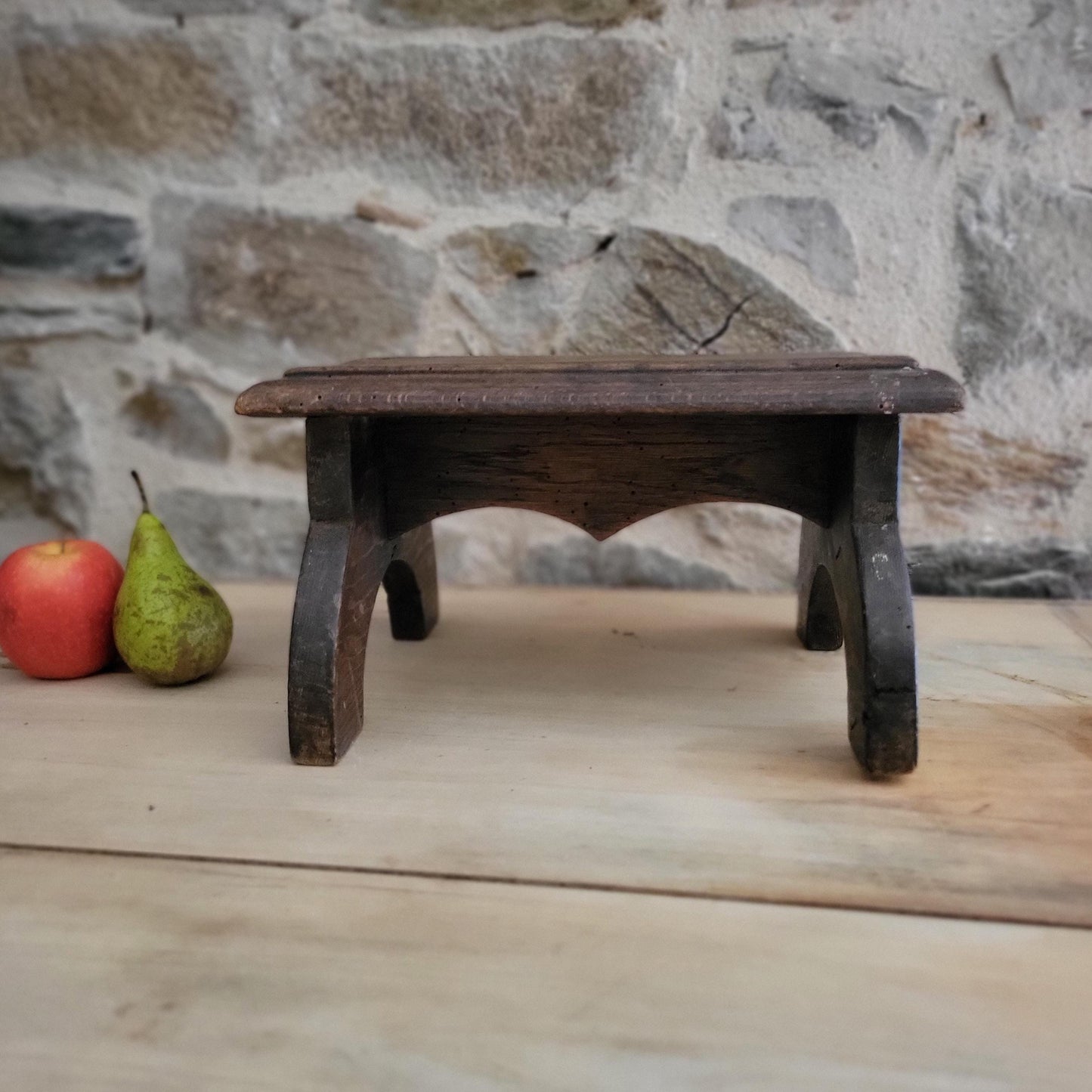 Small Dark Oak Vintage Foot Stool / riser, France c.1920