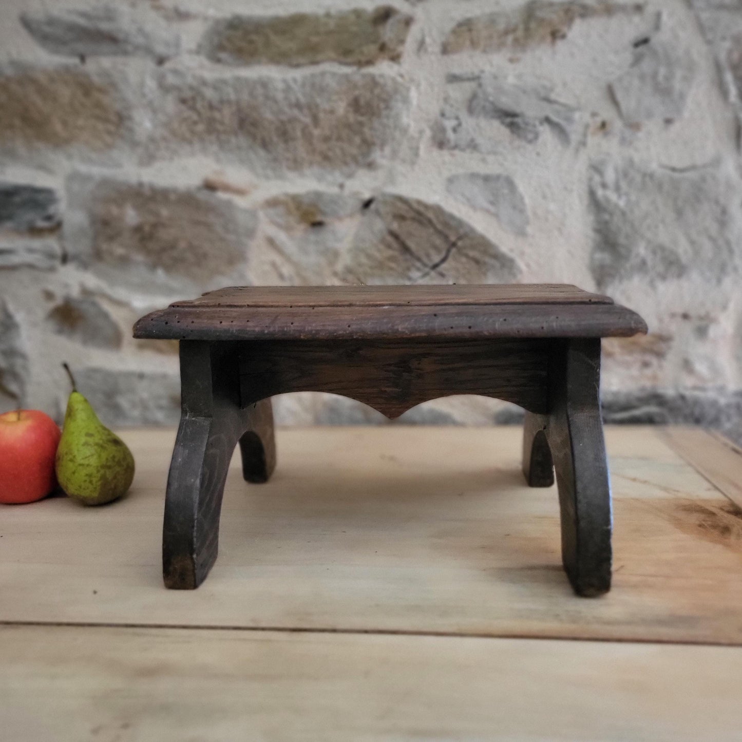 Small Dark Oak Vintage Foot Stool / riser, France c.1920