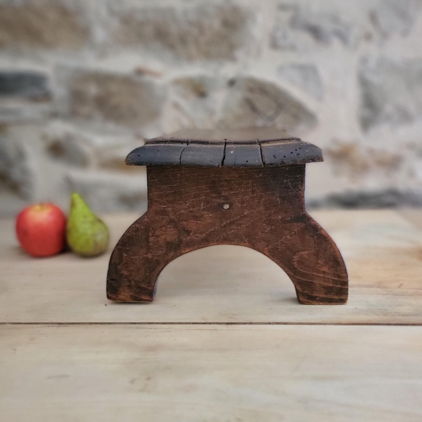 Small Dark Oak Vintage Foot Stool / riser, France c.1920