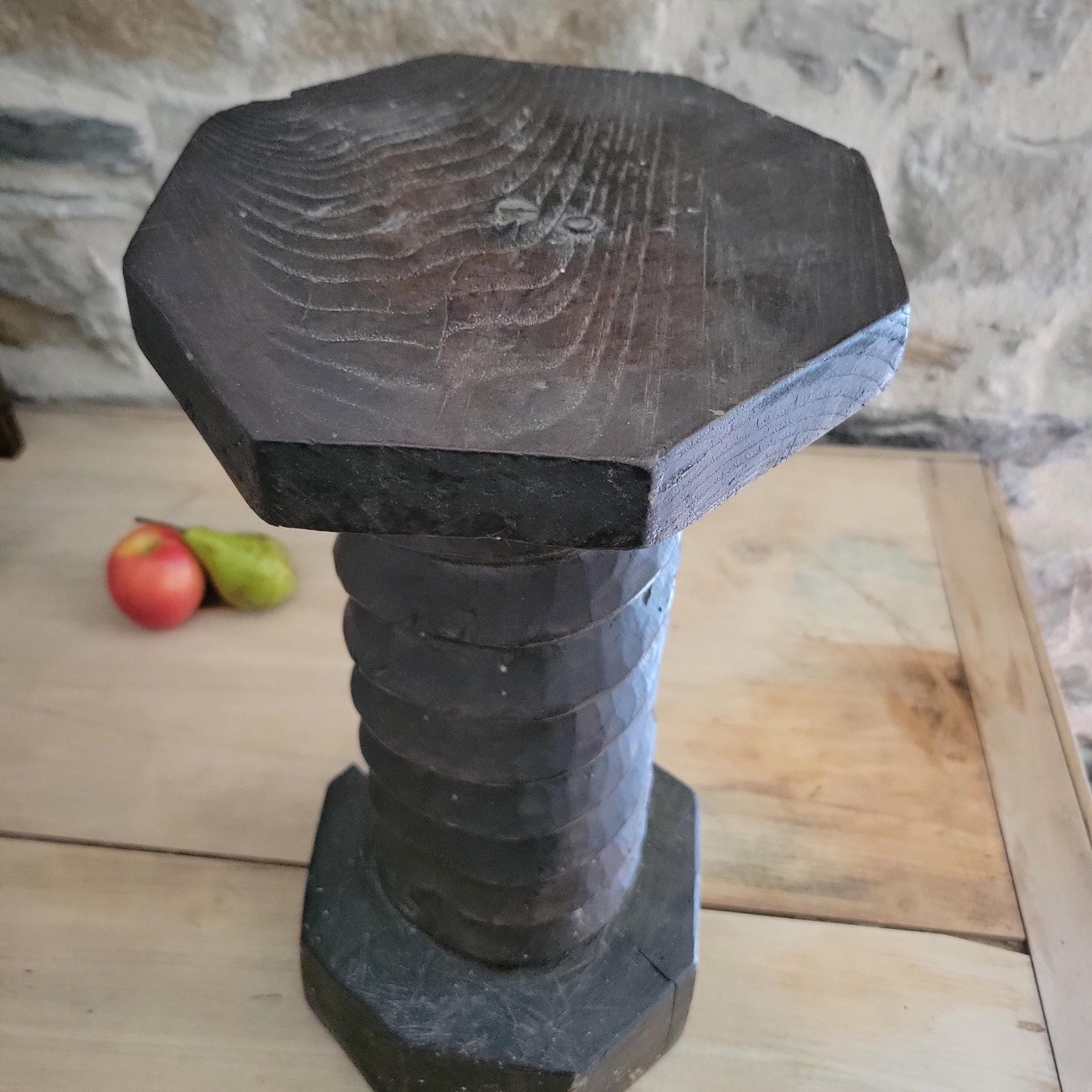 Primitive French Oak Wine Press Screw-form Plant Stand or Plinth, c.1890