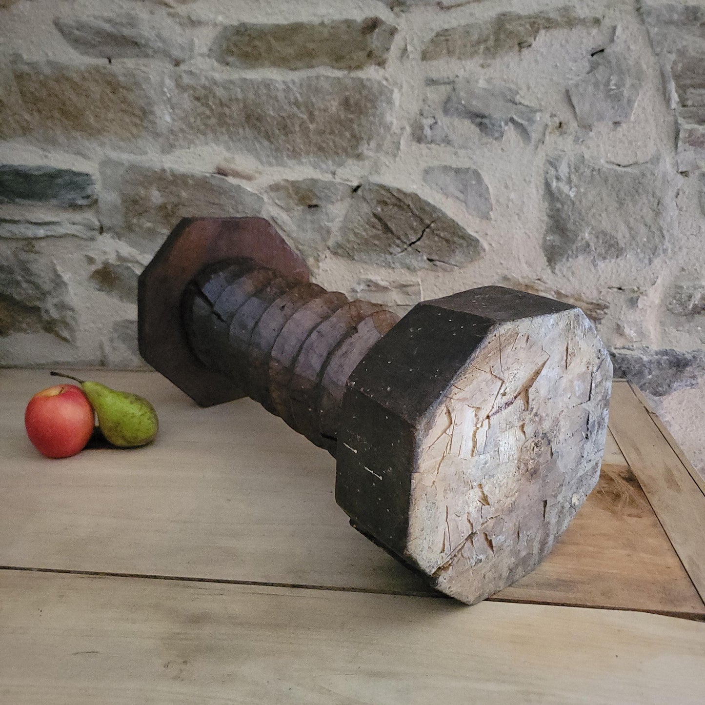 Primitive French Oak Wine Press Screw-form Plant Stand or Plinth, c.1890