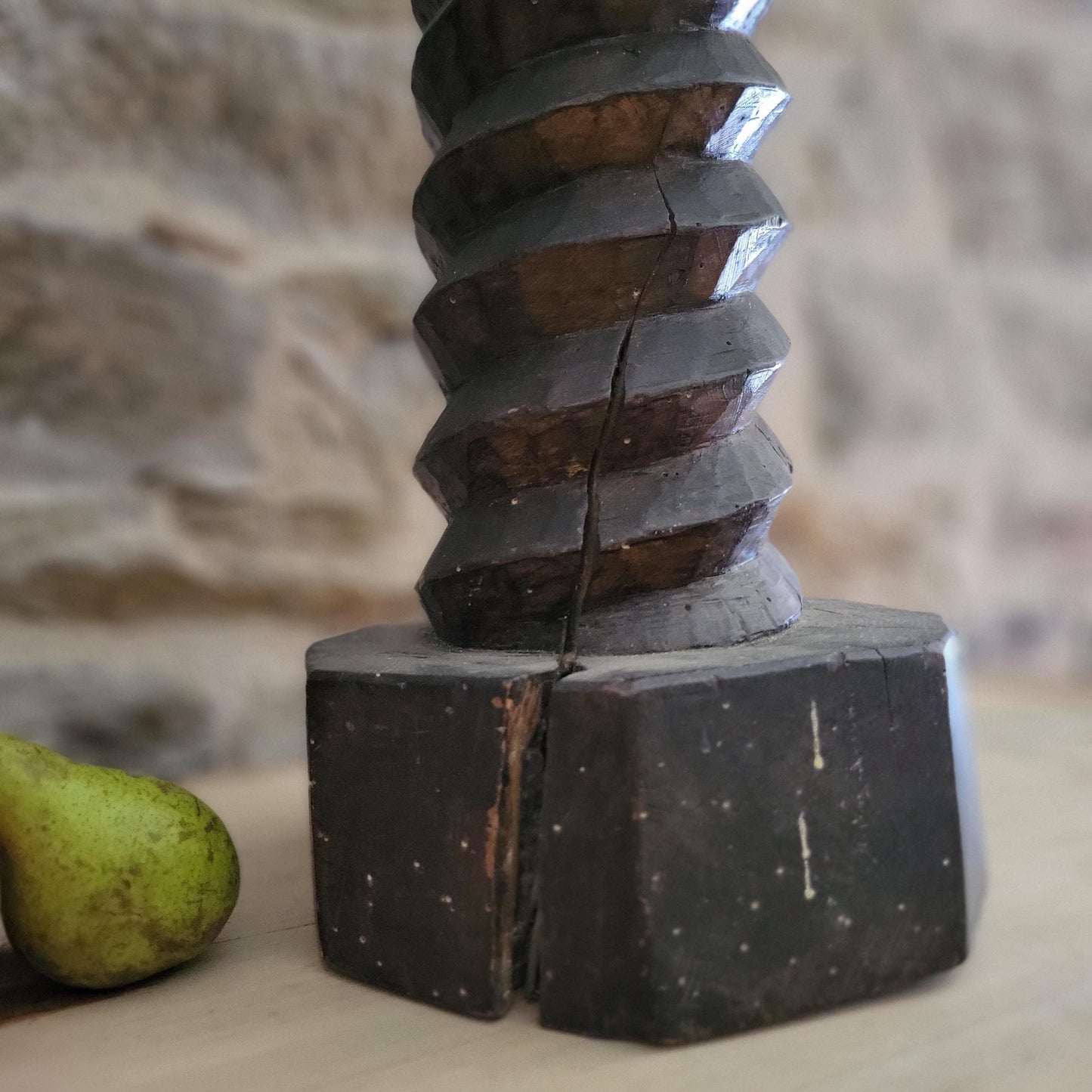 Primitive French Oak Wine Press Screw-form Plant Stand or Plinth, c.1890
