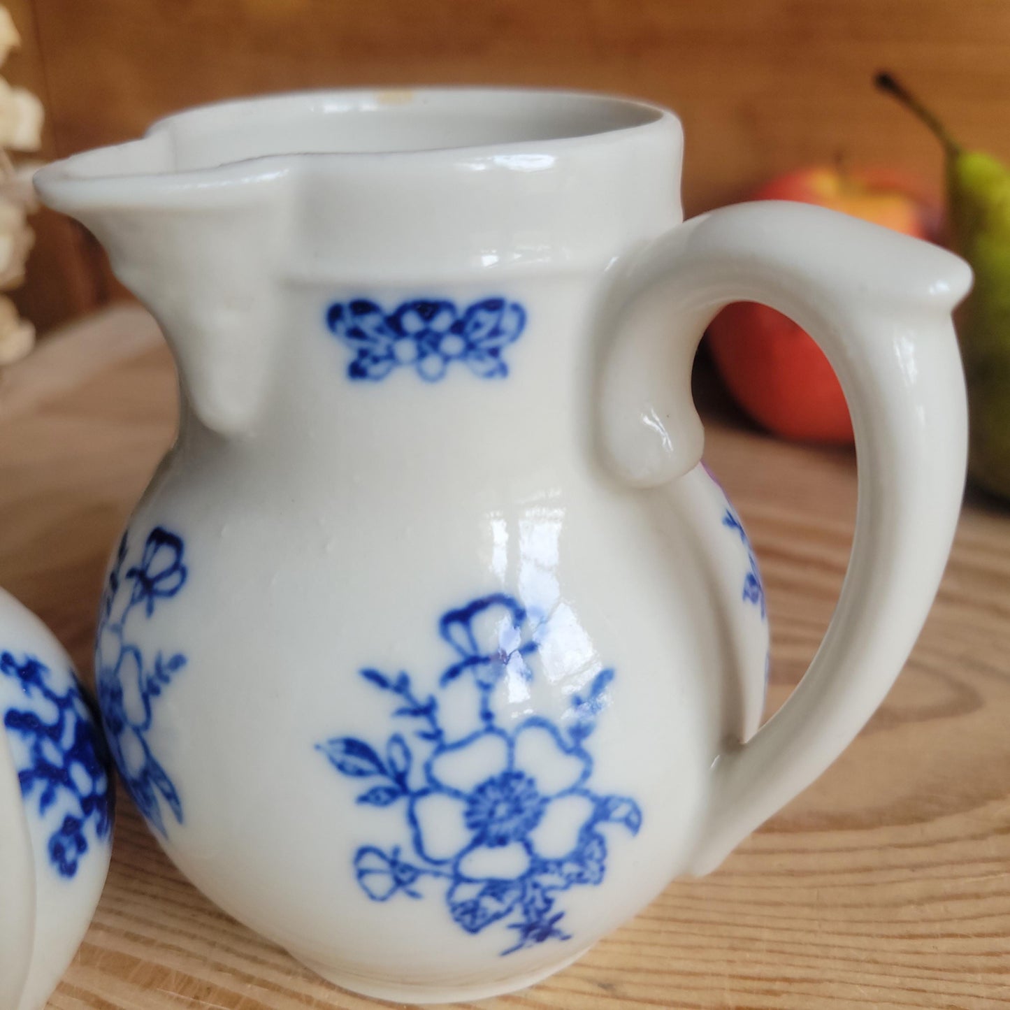 Pair of Small St Uze Pitchers with Offset Handles, France c.1900
