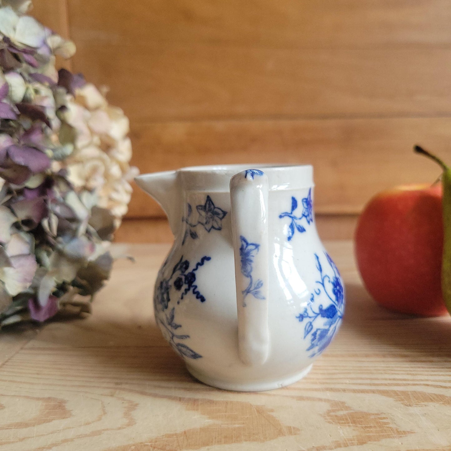Small St Uze Pitcher with Rich Blue Floral Decoration, France c.1900