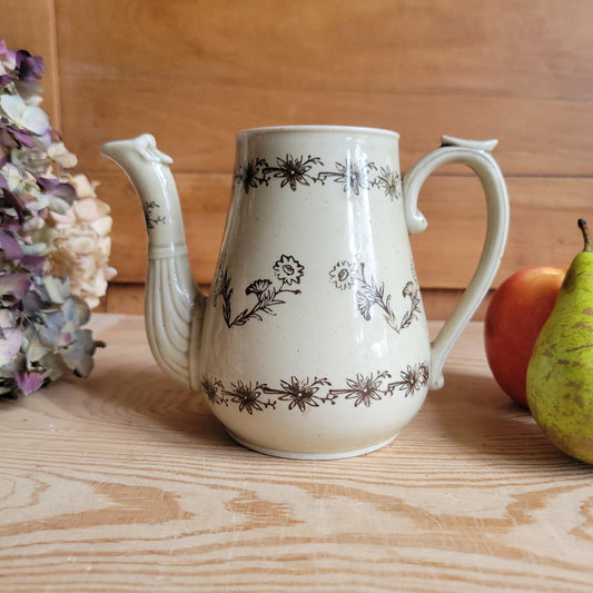 Antique Brown St Uze Teapot with Moulded Spout, France c.1920