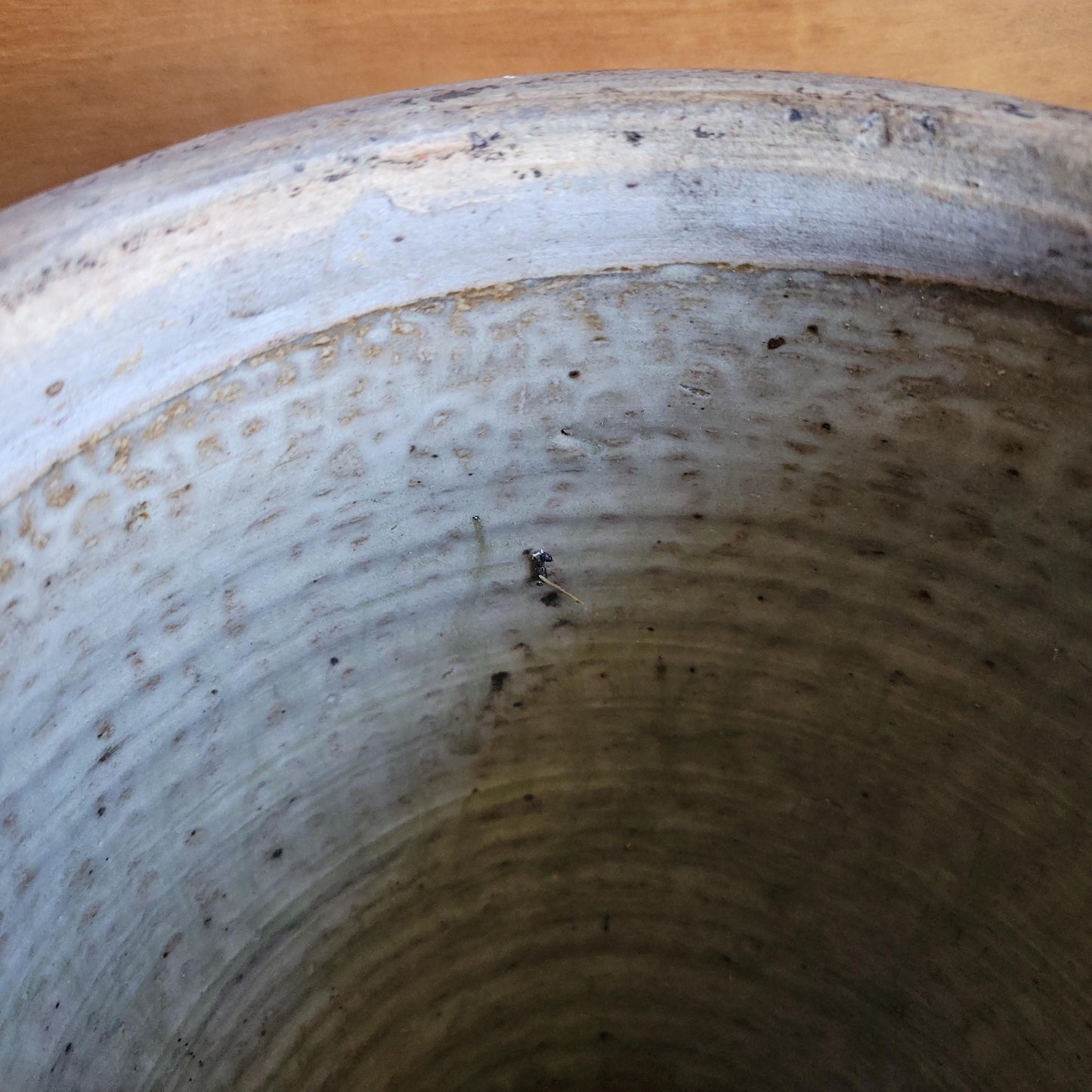 Antique French Confit Pot-two handled stoneware, pale brown part glaze and ecru ground early 1900s