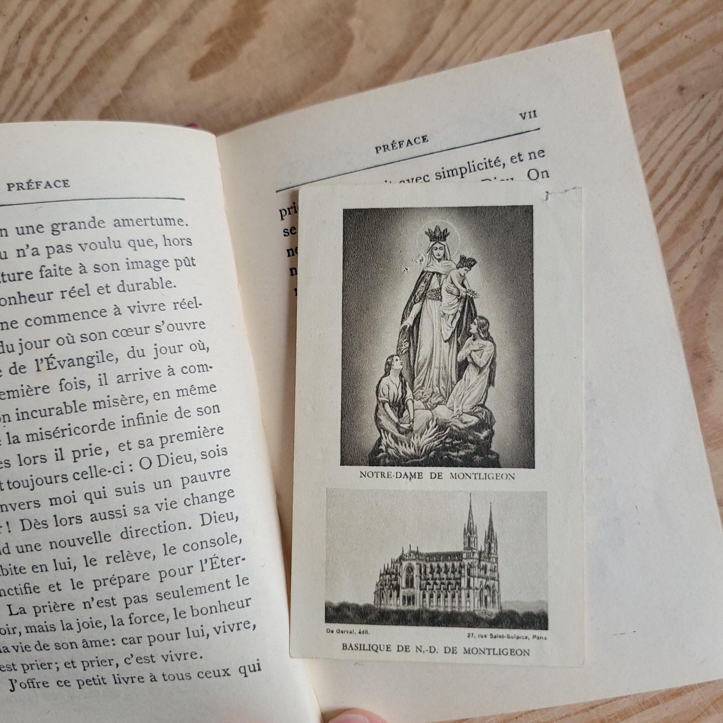 French Missal Prayer Book with Purple Silk Binding and Communion Card, c.1950