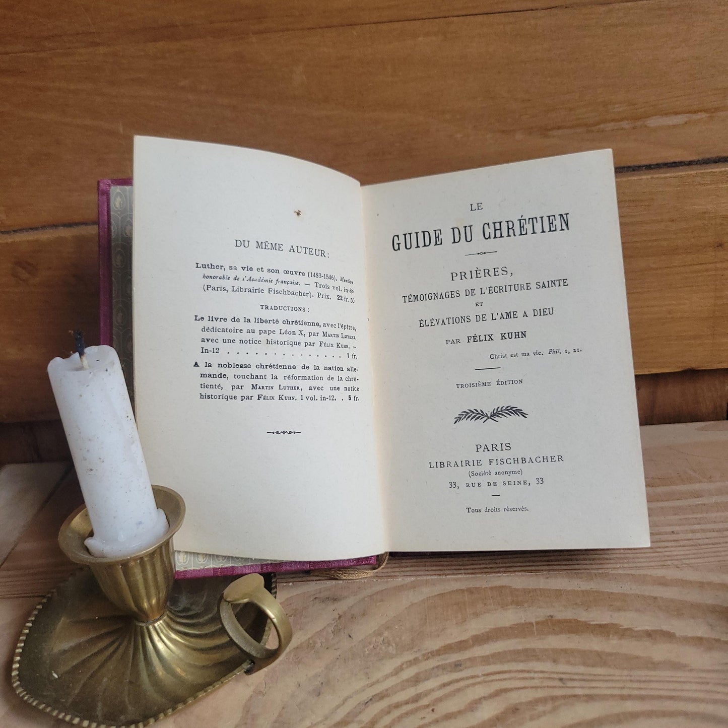 French Missal Prayer Book with Purple Silk Binding and Communion Card, c.1950