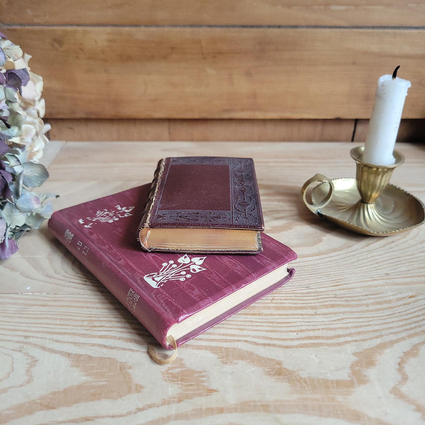 French Missal Prayer Book with Purple Silk Binding and Communion Card, c.1950