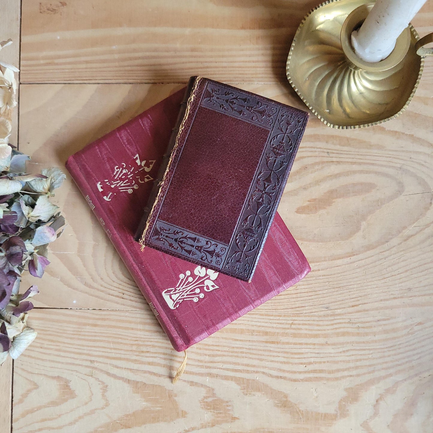 French Missal Prayer Book with Purple Silk Binding and Communion Card, c.1950