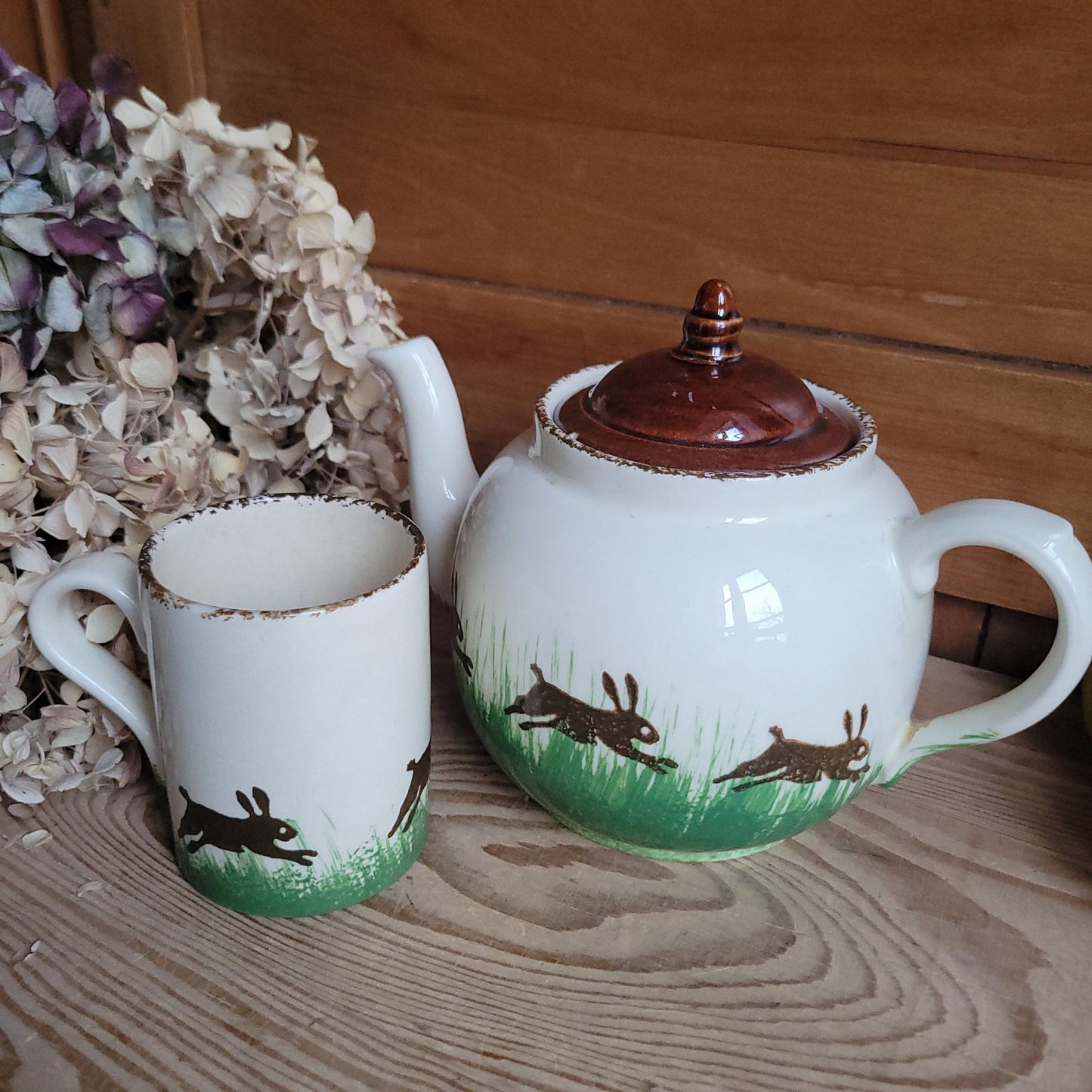 Vintage Teapot and Cup by Kensington Potteries, Running Hare Design, England