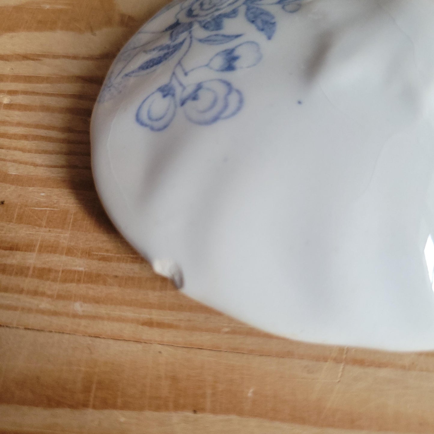 Antique Lilac Blue Transferware Saucier with Lid and Stand, France c.1890