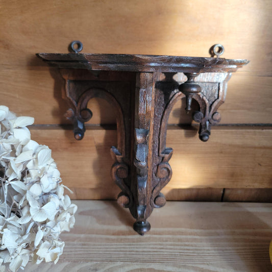 Antique Ornamental Wooden Shelf, Henri II Revival Style, France c.1900