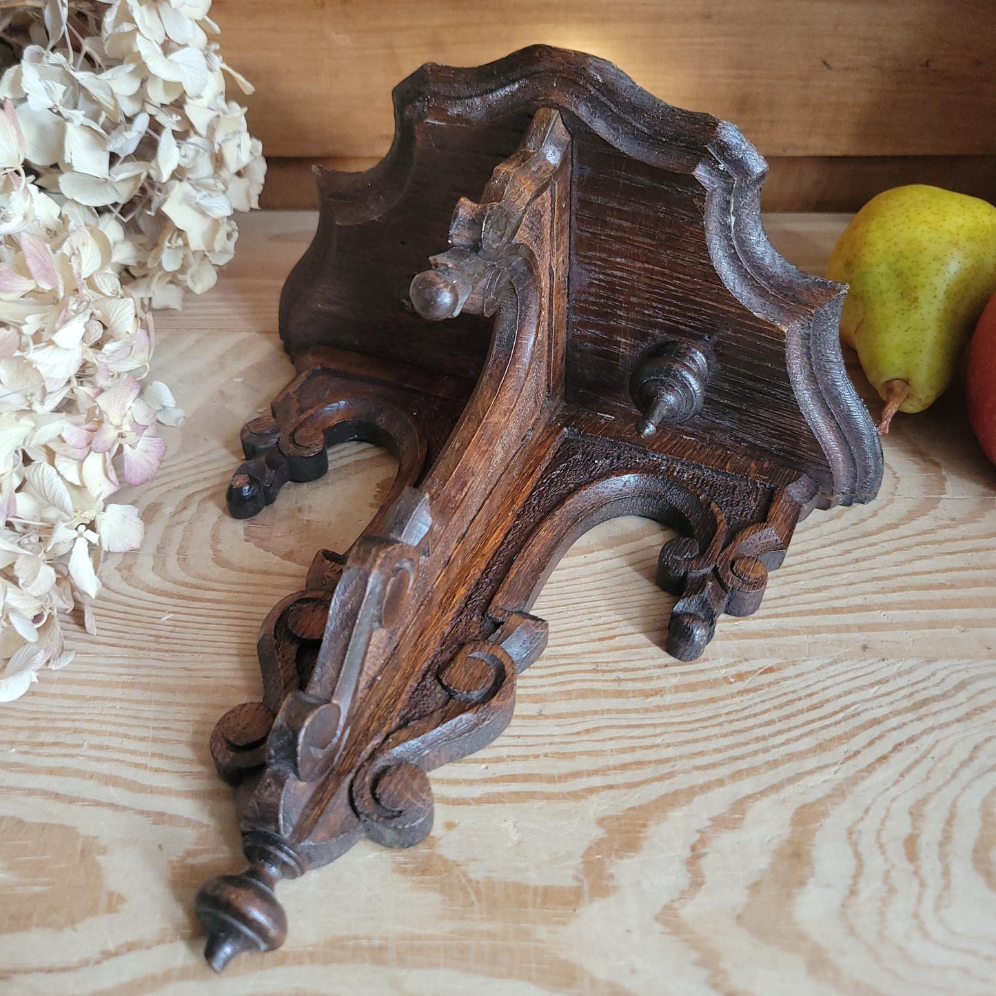 Antique Ornamental Wooden Shelf, Henri II Revival Style, France c.1900