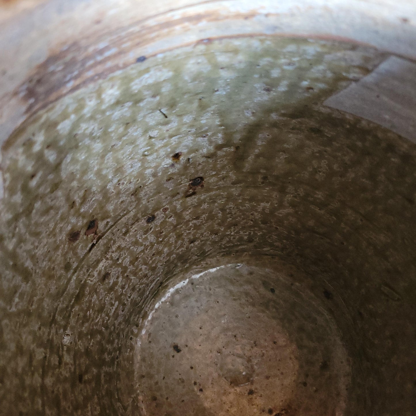 Antique Confit Pot, Two-Handled Ecru Stoneware with Brown Glaze, La Borne c.1920