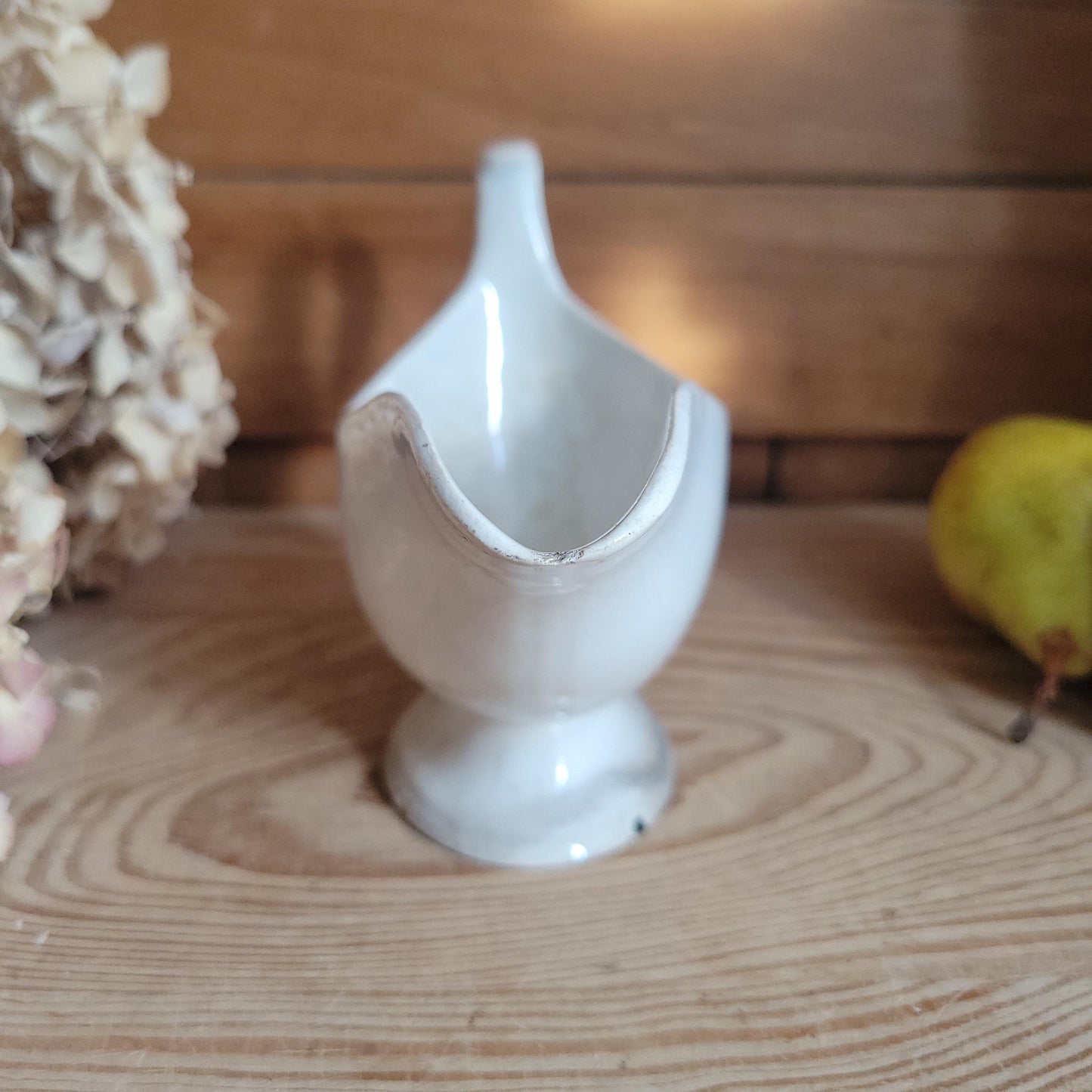 Antique French White Ironstone Saucière / Gravy Jug, Late 19th Century