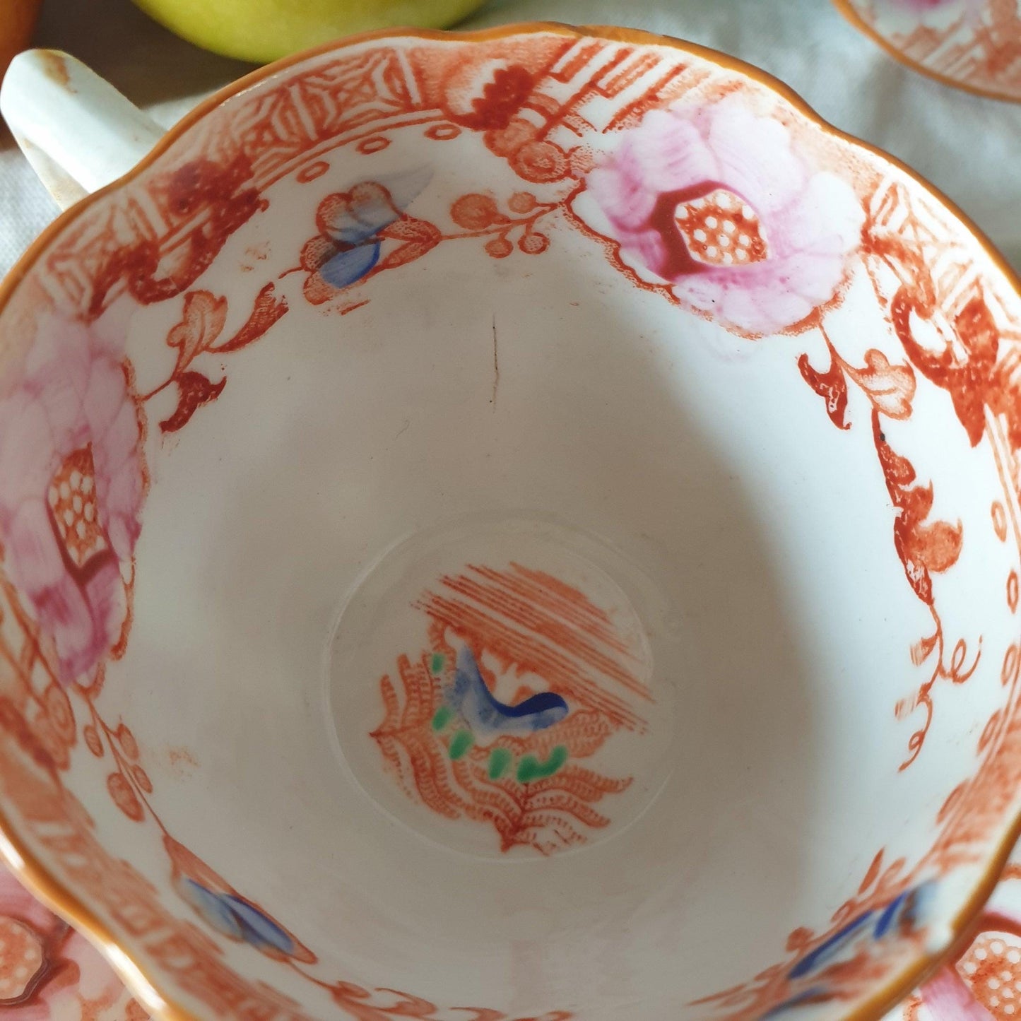 The 19thC English Staffordshire orange 'Slamat' pattern antique porcelain tea service c1820-1850