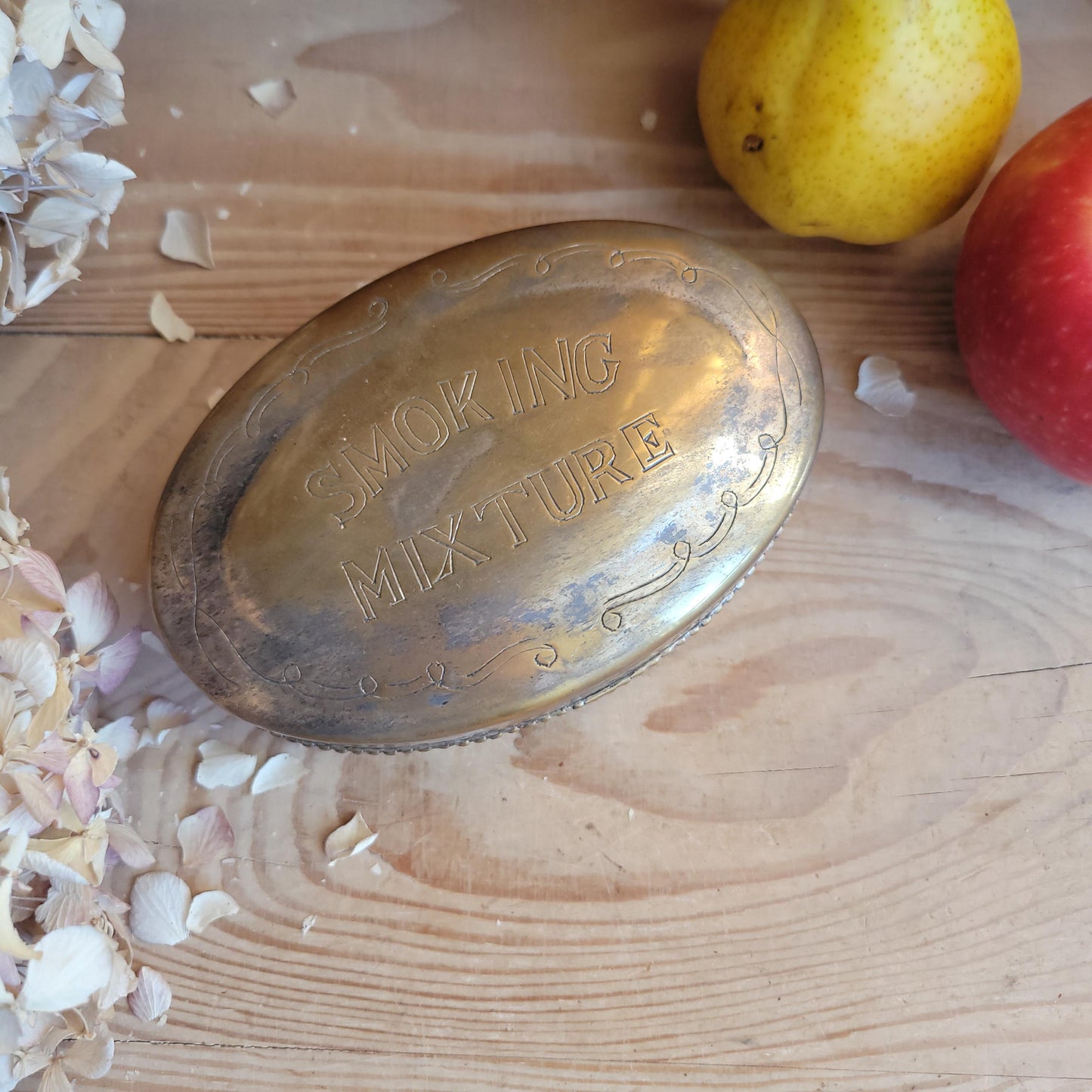 Small Antique Silver Plate Box “Smoking Mixture”, France c.1900