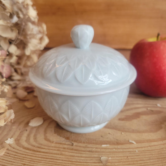 Small Limoges Lidded Sugar Bowl with Leaf Motif, France c.1910
