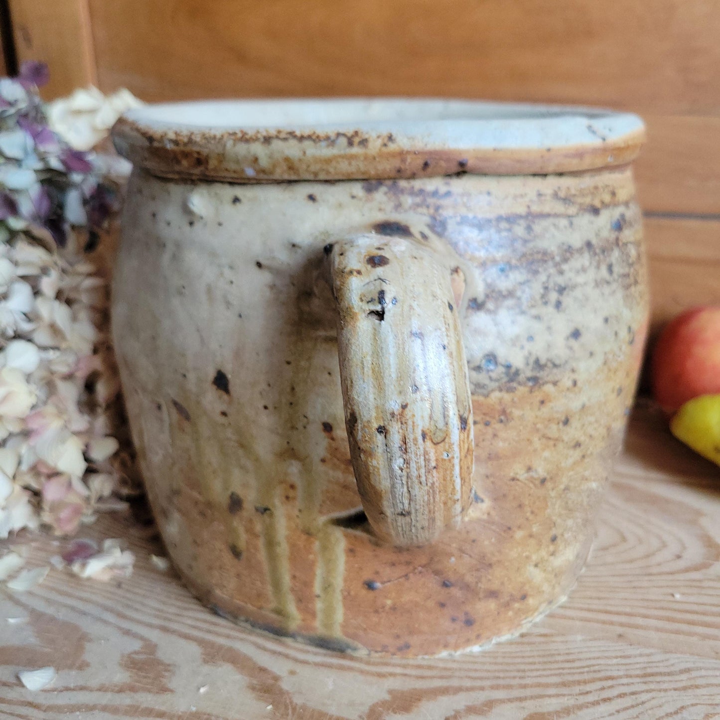 Antique Stoneware Jug, Part Glazed Interior and Rim, Dijon Region France c.1920