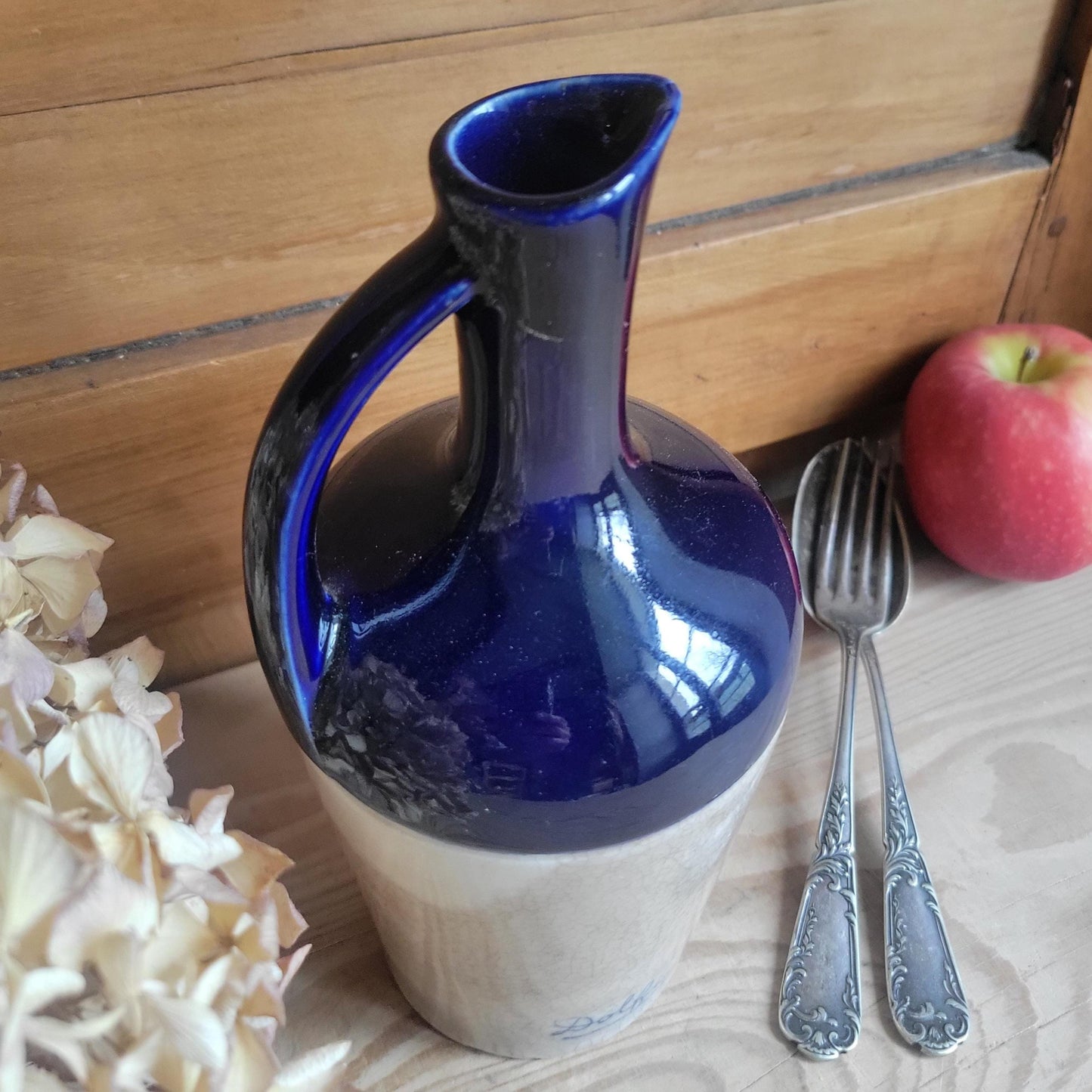 St Uze ‘Dolfi’ Advertising Bottle, Indigo and Ecru Glaze, France c.1900