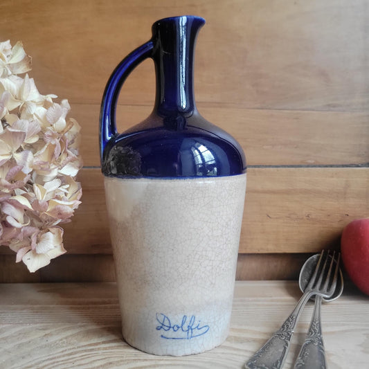 St Uze ‘Dolfi’ Advertising Bottle, Indigo and Ecru Glaze, France c.1900