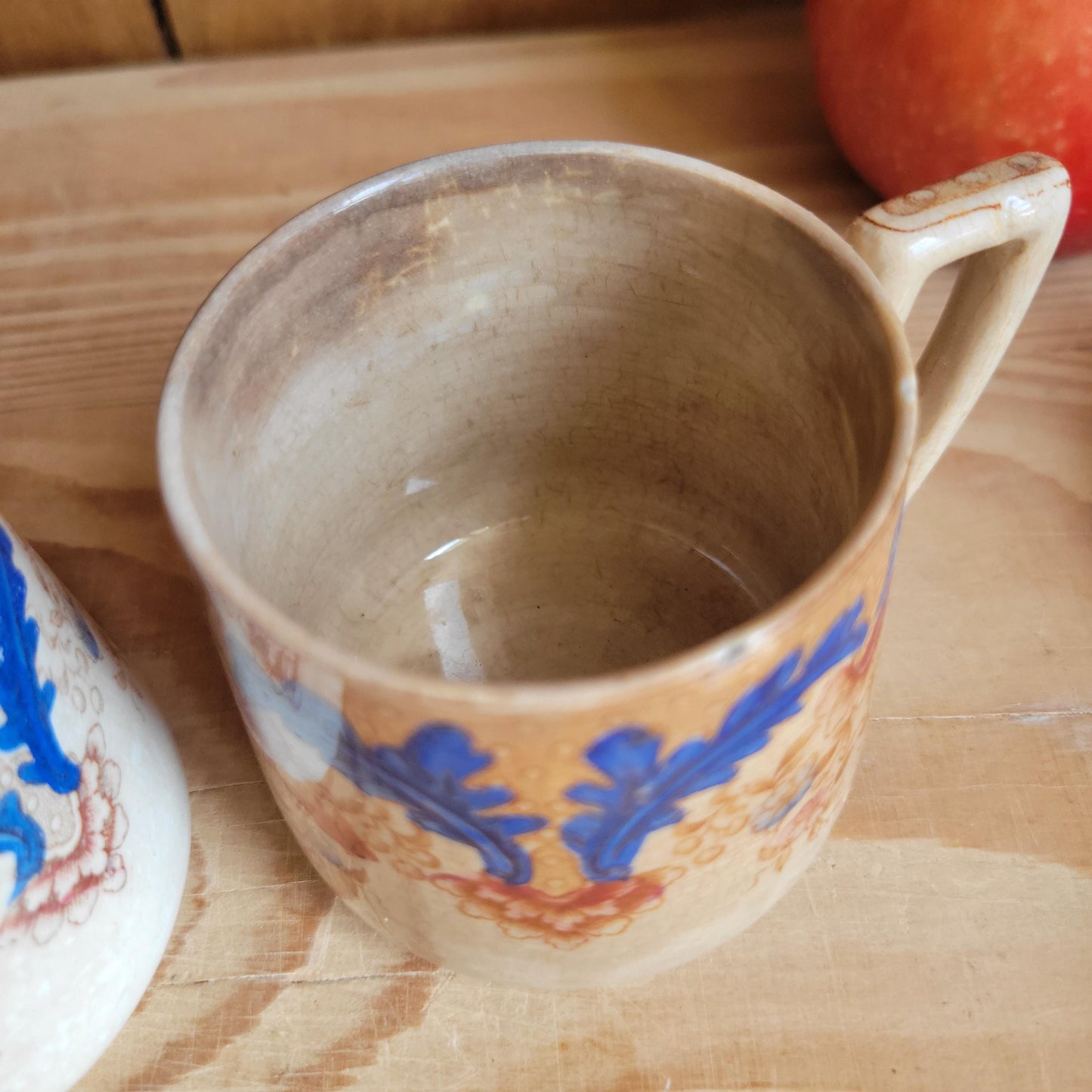 Set of 5 Sarreguemines Tea / Espresso Cups, Polychrome Earthenware, France c.1890