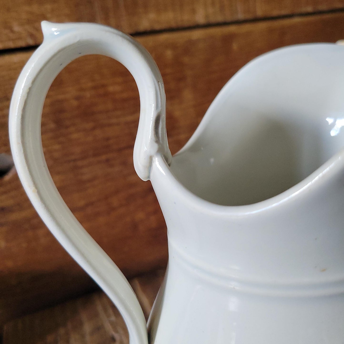Antique Creil et Montereau White Earthenware Pitcher France c1880 Wide Belly Jug