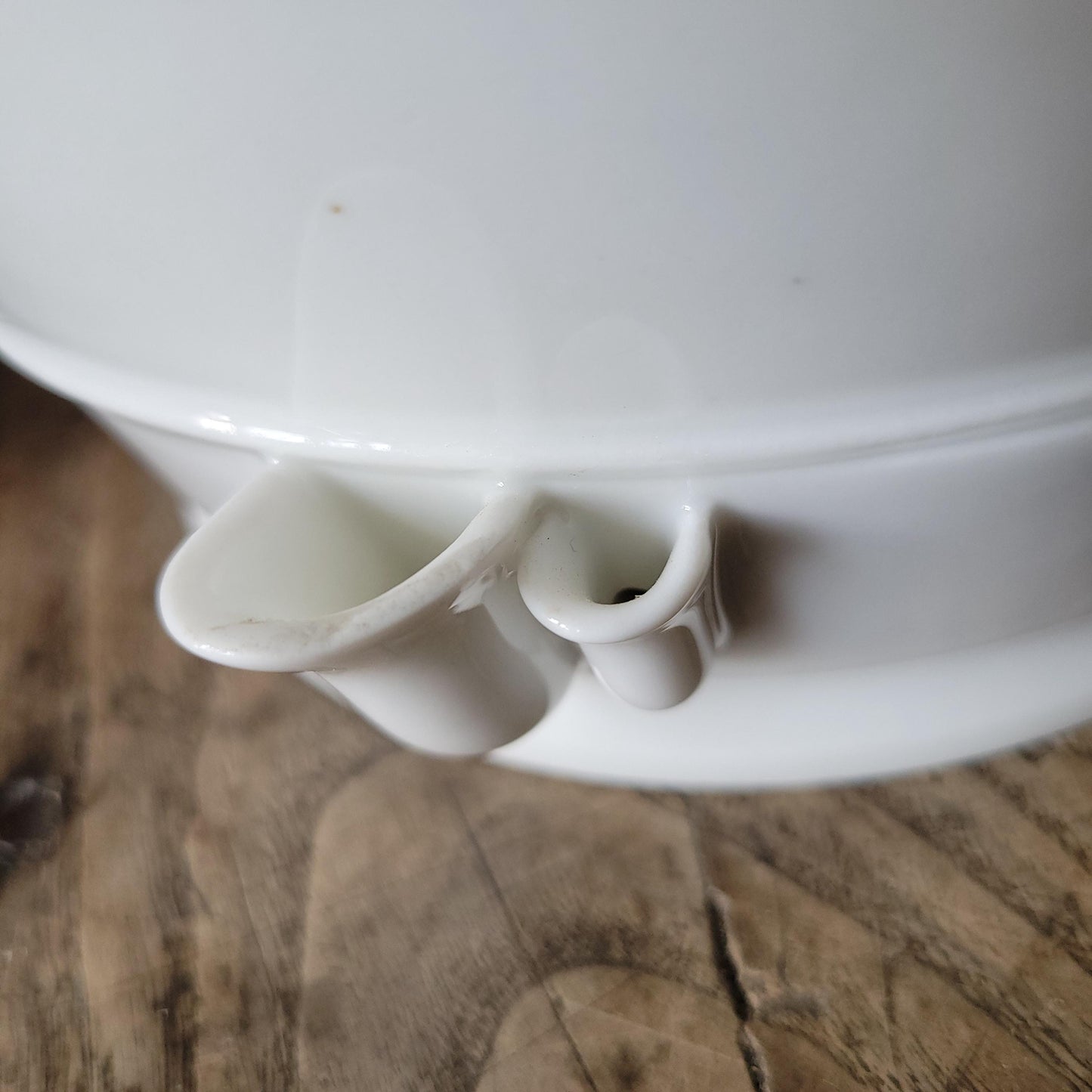 Rare antique Limoges white porcelain lidded hotplate soupiere / serving dish, c. 1910, France