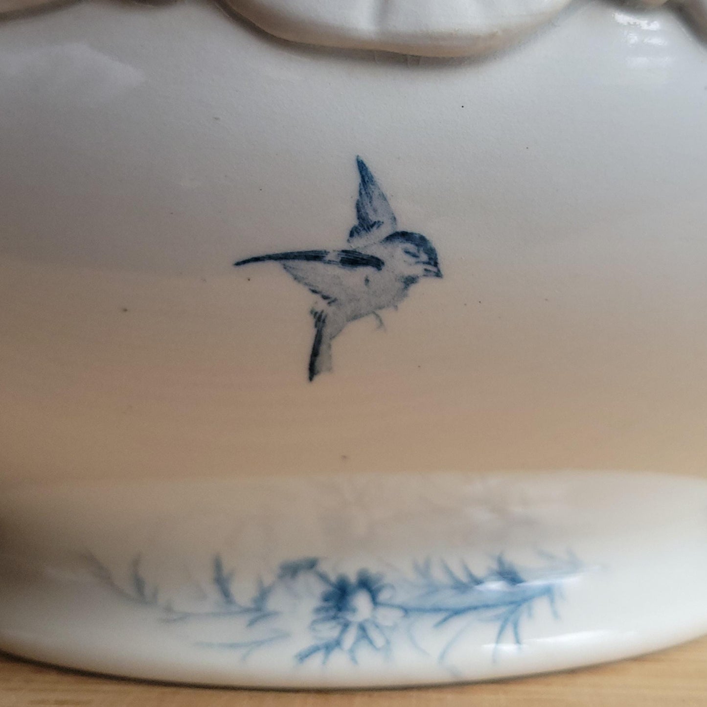 Antique Gien Paysage Soupiere Blue Transferware France c1880 No Lid