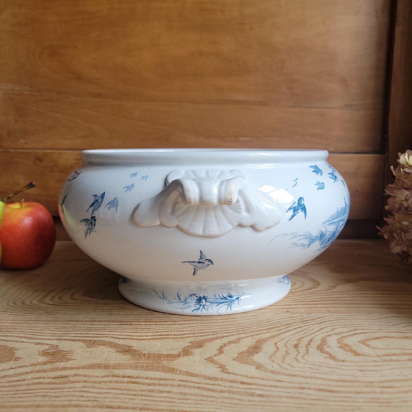 Antique Gien Paysage Soupiere Blue Transferware France c1880 No Lid