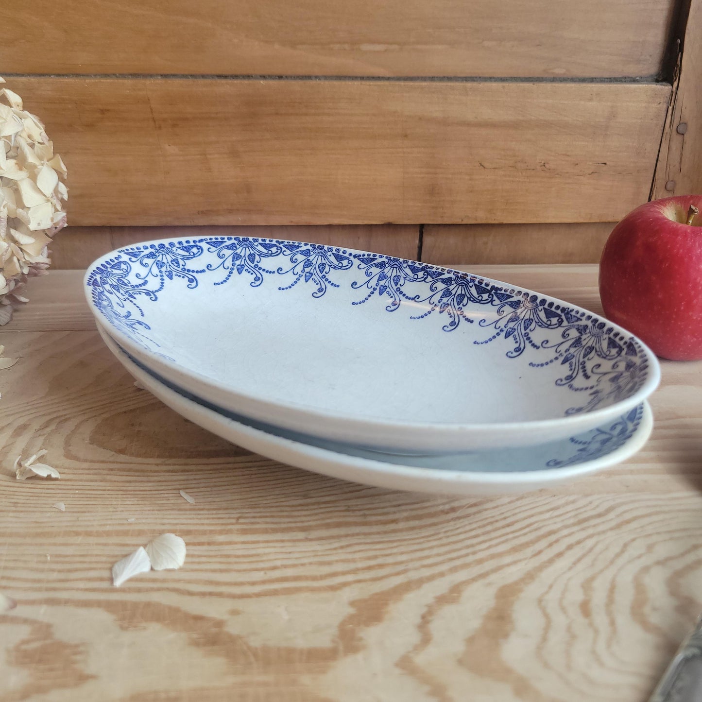 Pair of Blue Transferware Raviers by Choisy-le-Roi, France c.1900