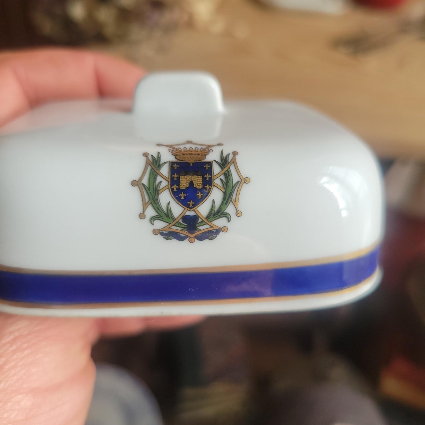 Porcelain Butter Pat / Caviar Cloche from Hotel La Barbacane, Cite de Caracassone, by Pillivuyt, France c.1970