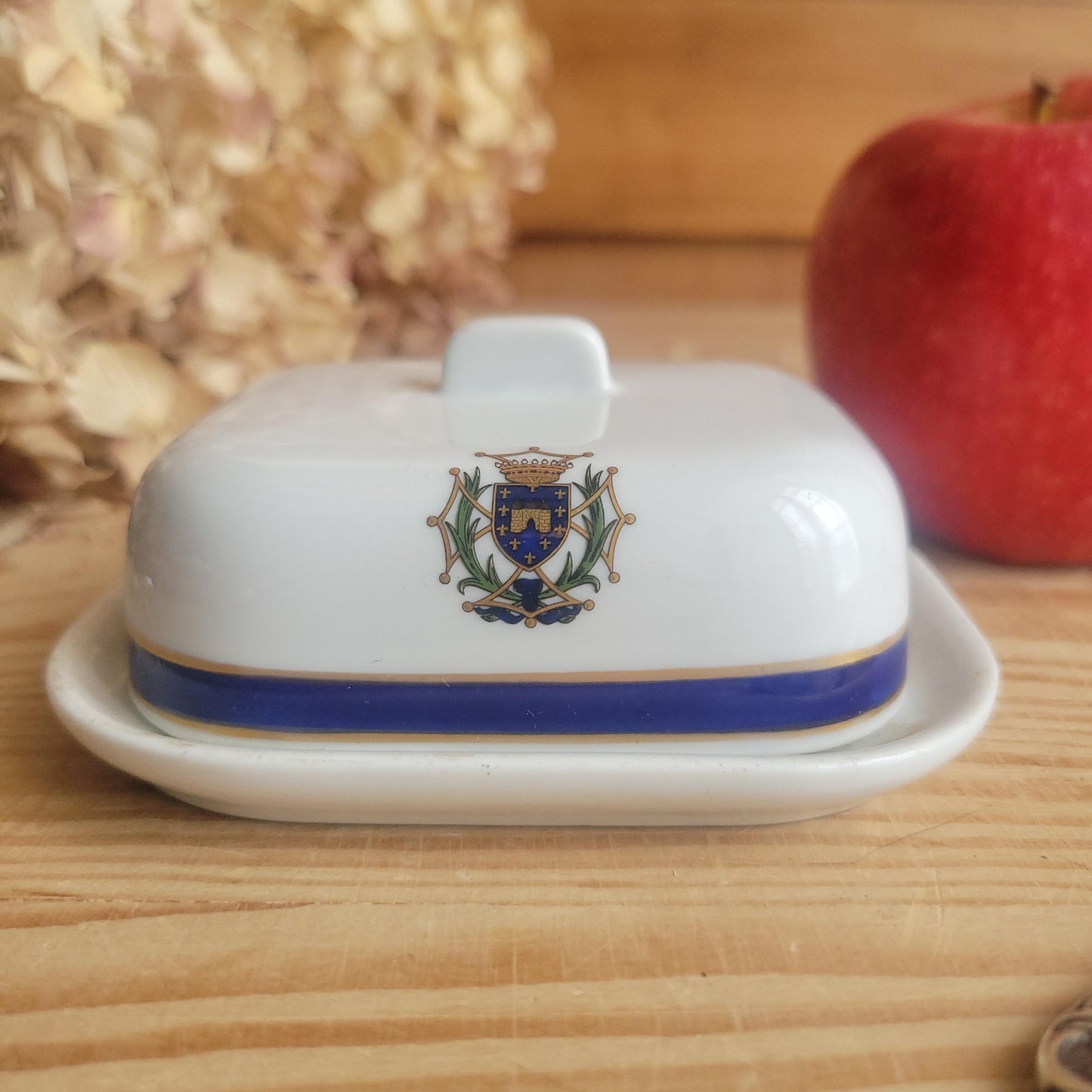 Porcelain Butter Pat / Caviar Cloche from Hotel La Barbacane, Cite de Caracassone, by Pillivuyt, France c.1970