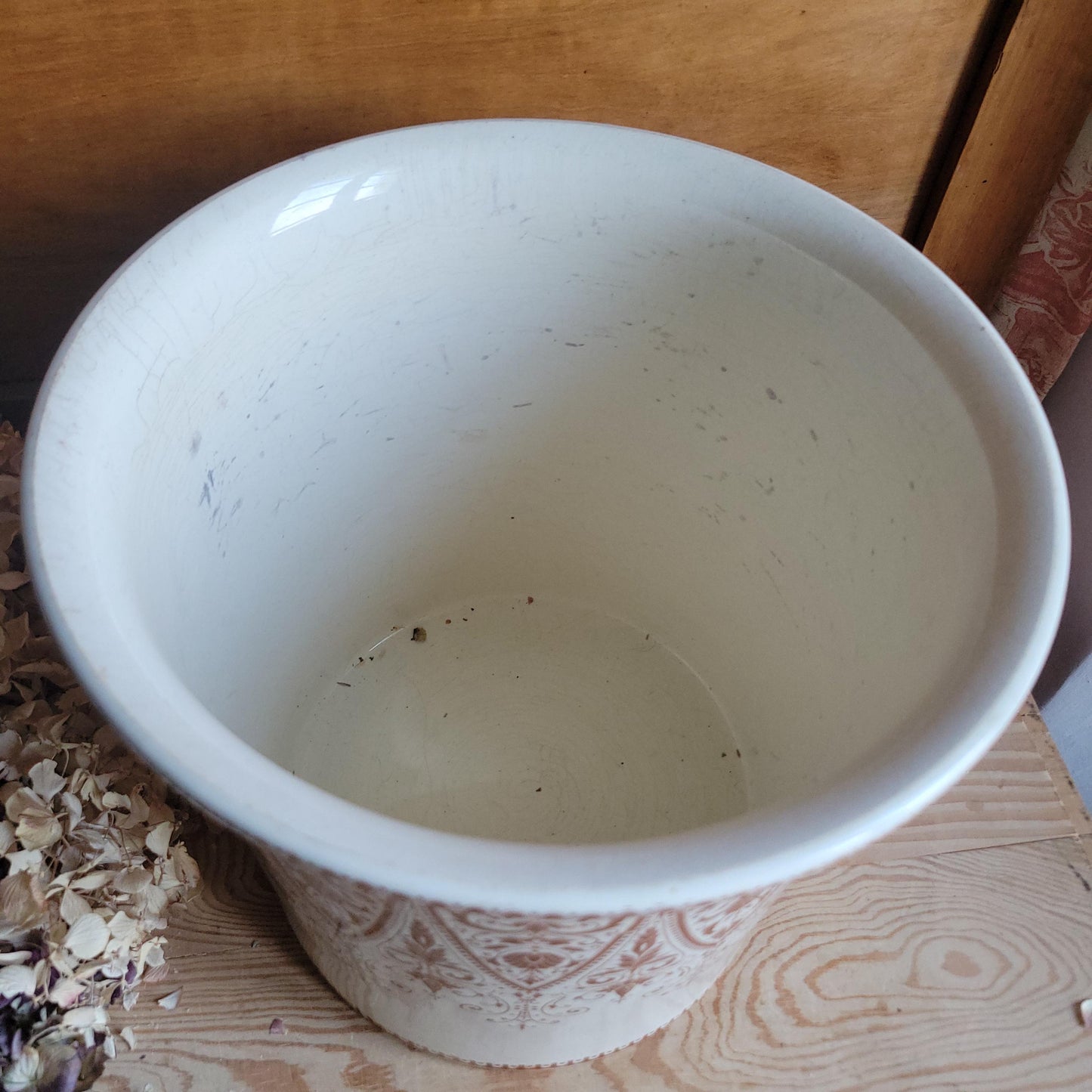 Very Large Sarreguemines Earthenware Pot with handle France c.1890