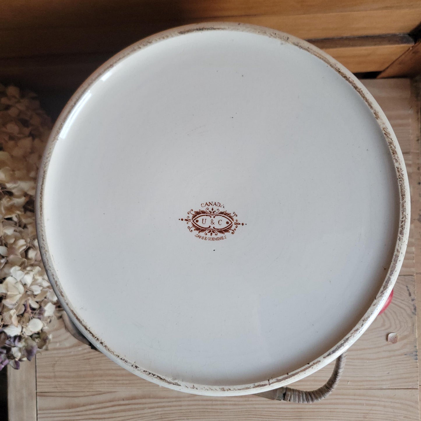 Very Large Sarreguemines Earthenware Pot with handle France c.1890