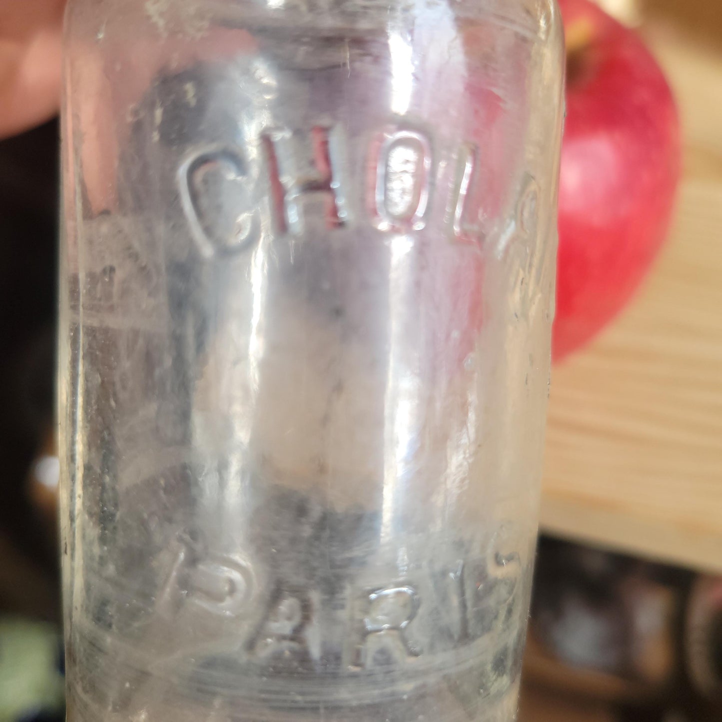 Set of 5 Antique Glass Bottles and fish terrine mould, France 1900-1920