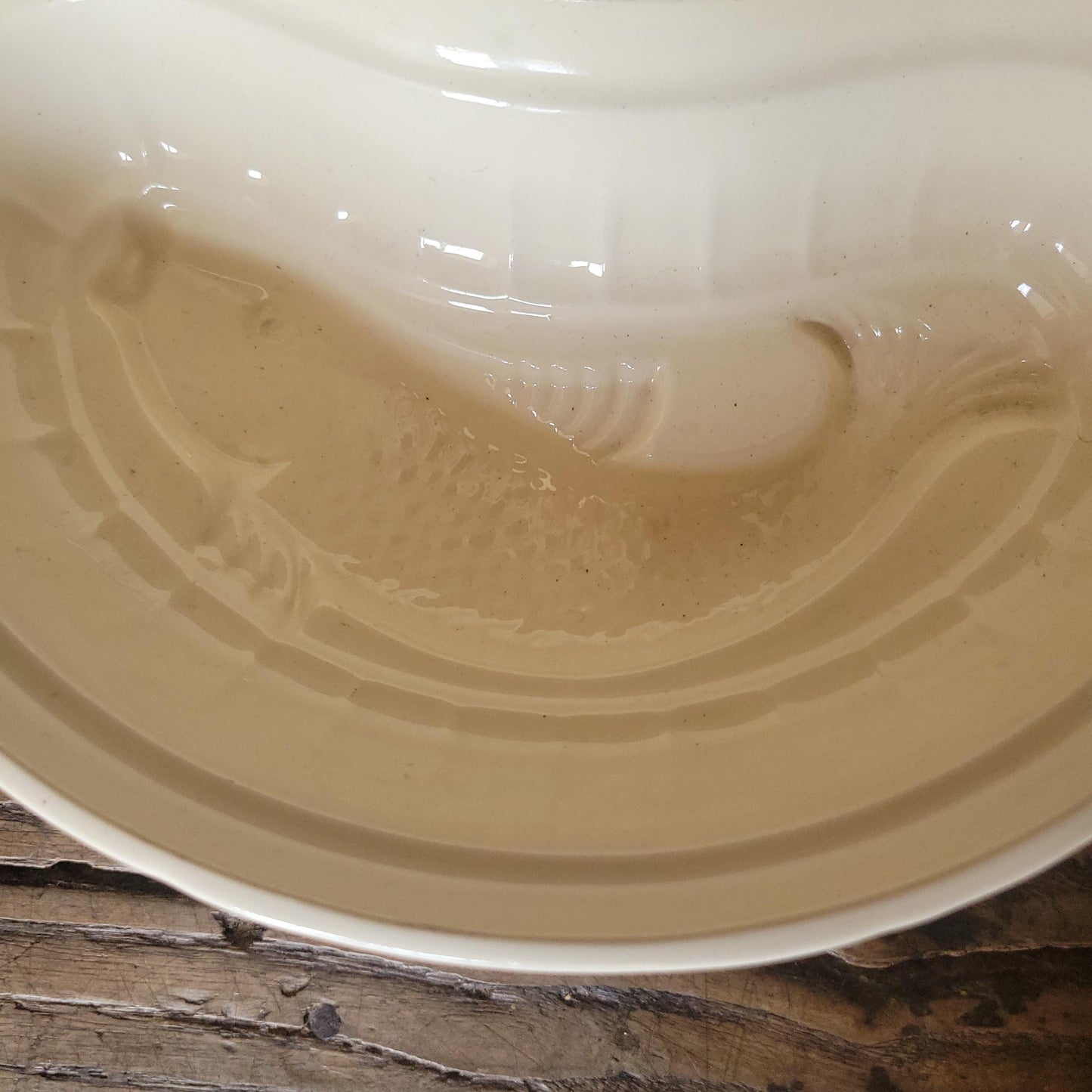 Set of 5 Antique Glass Bottles and fish terrine mould, France 1900-1920