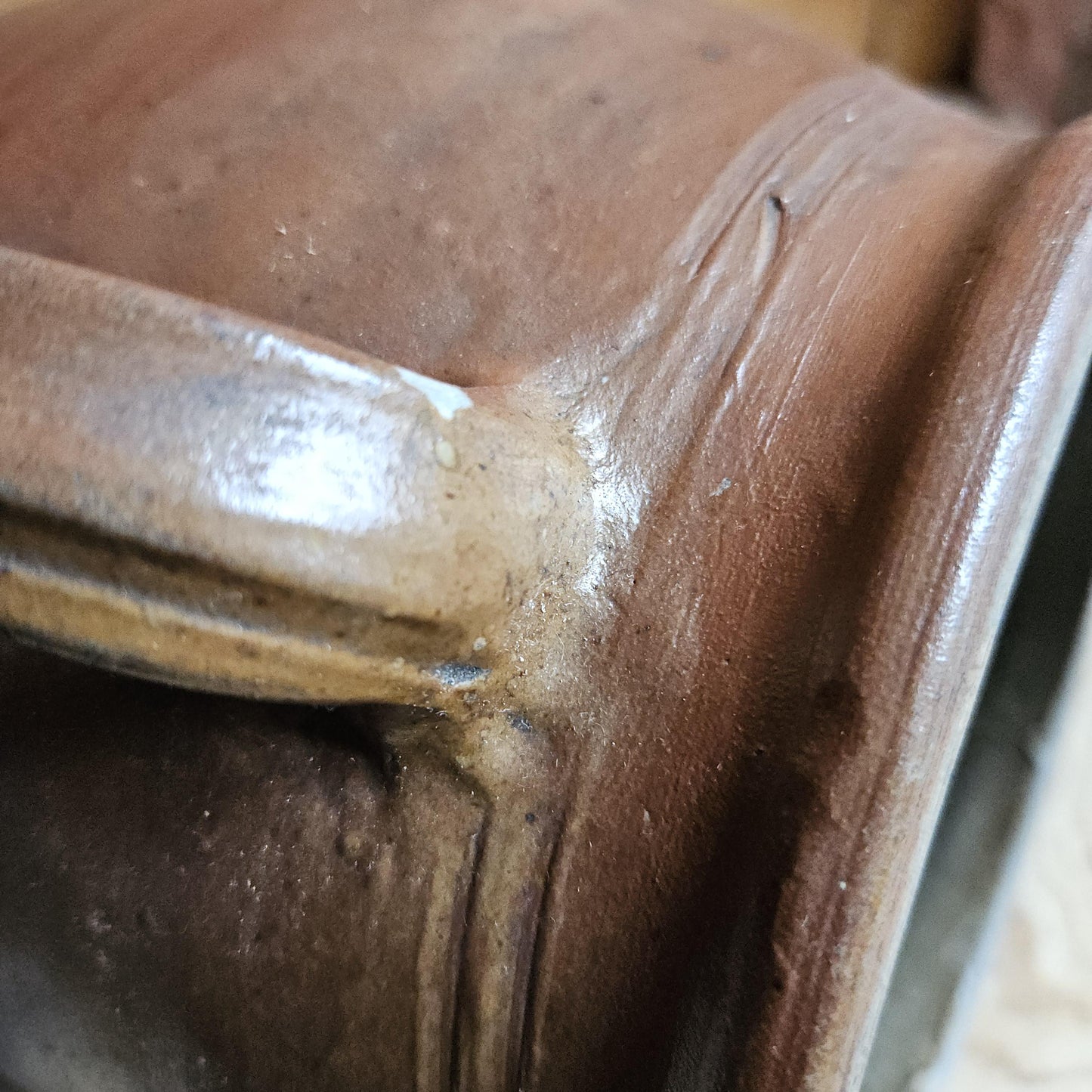 Large antique French Confit Pot - rich matt drip glazed stoneware, russet brown c1900