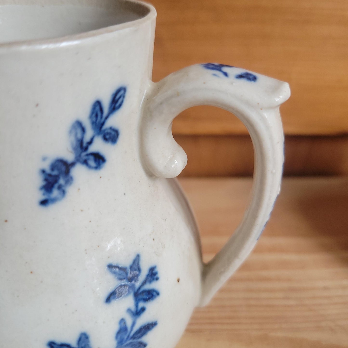 Set of 3 Matching Antique St Uze Pitchers, Blue Floral Decoration, France c.1910