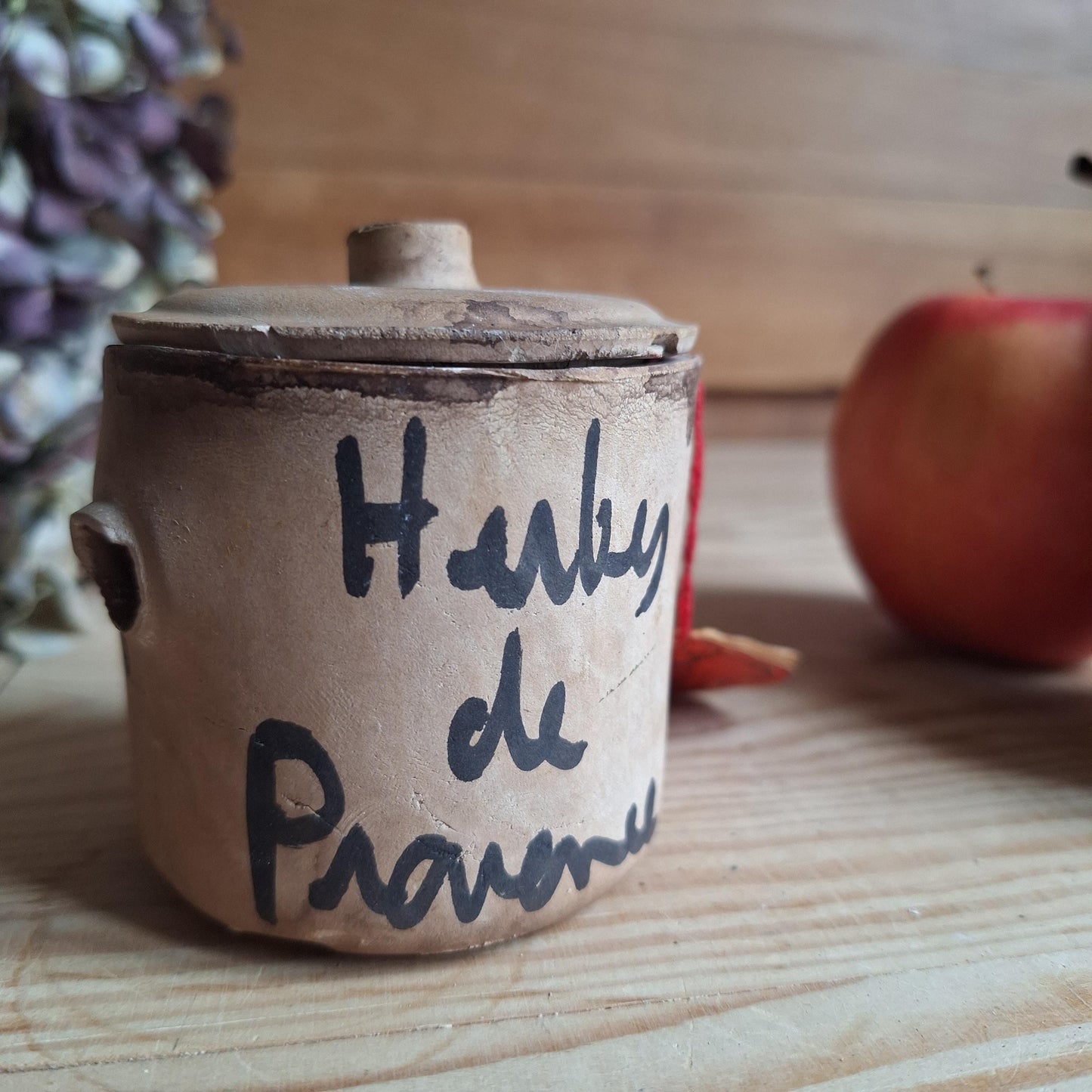 Shabby Vintage 'Herbes de Provence' Herb Pot, 'Aux Anysentiers du Roy', France c.1960