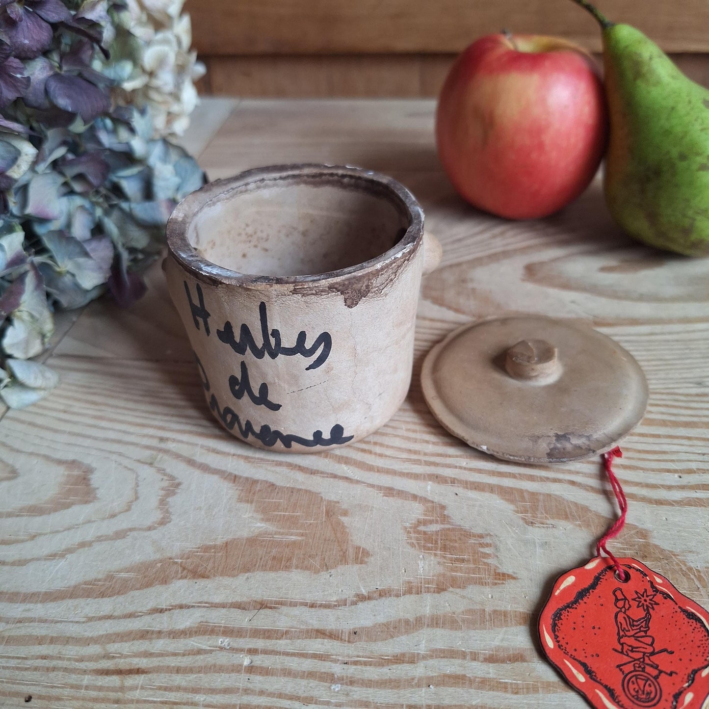 Shabby Vintage 'Herbes de Provence' Herb Pot, 'Aux Anysentiers du Roy', France c.1960