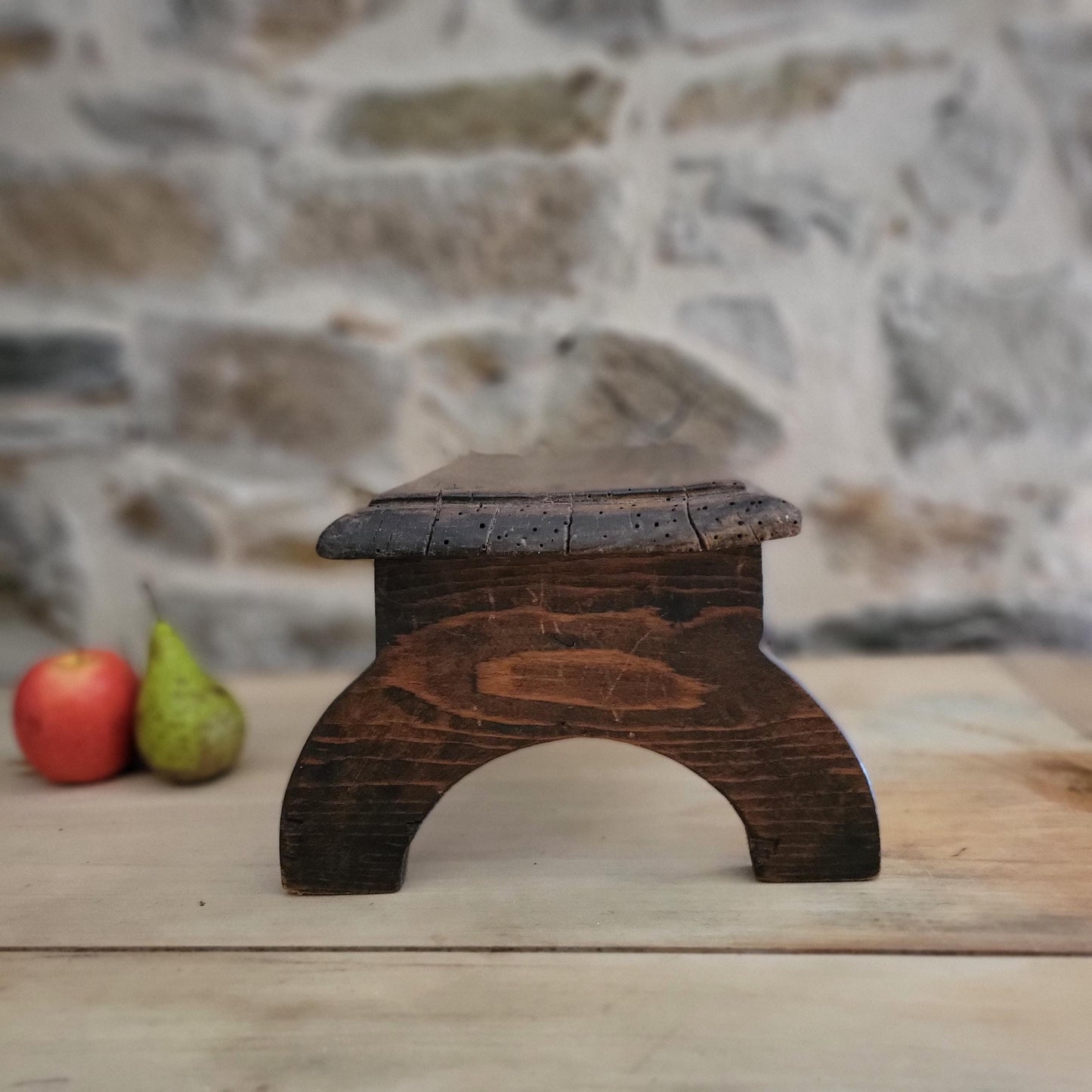 Small Dark Oak Vintage Foot Stool / riser, France c.1920