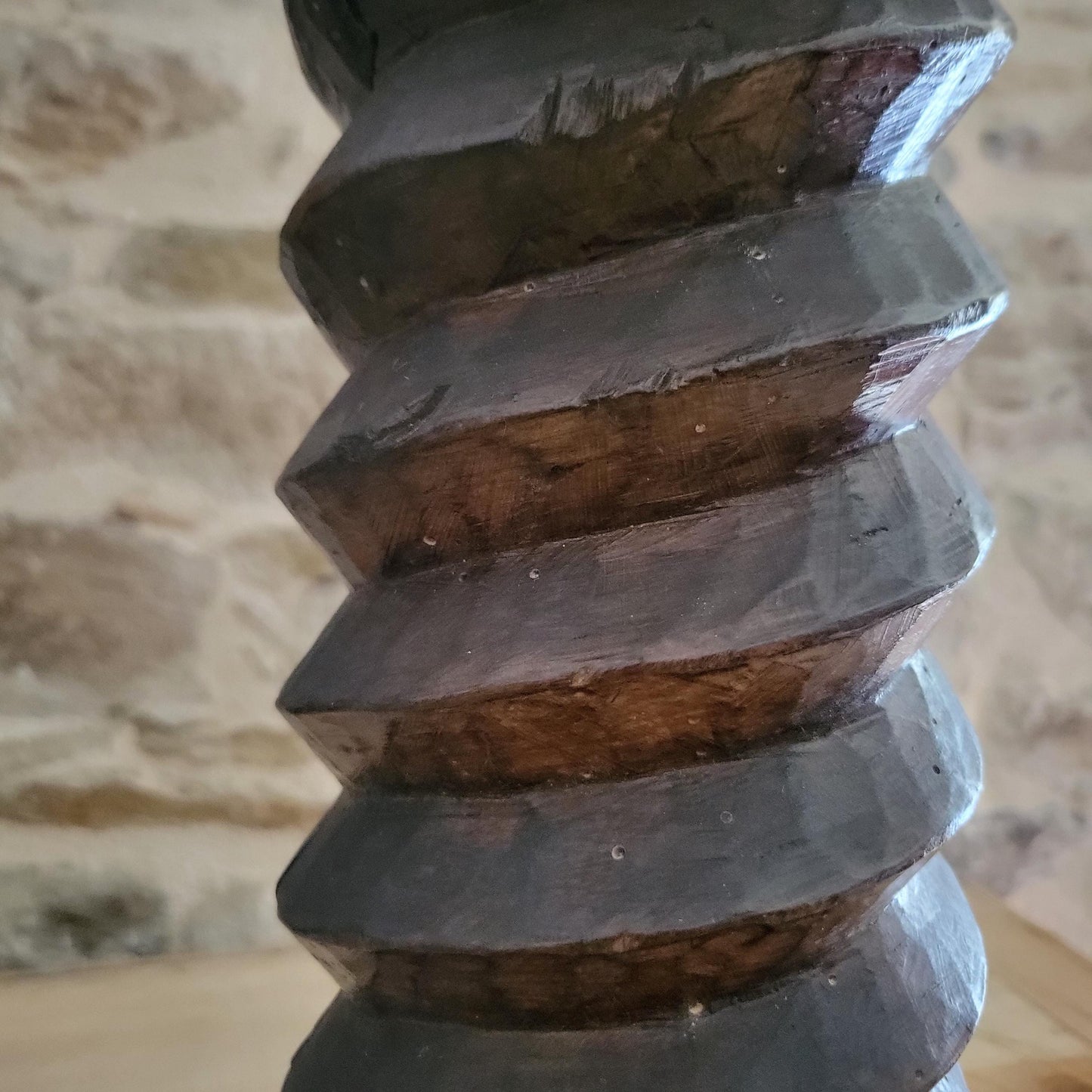 Primitive French Oak Wine Press Screw-form Plant Stand or Plinth, c.1890