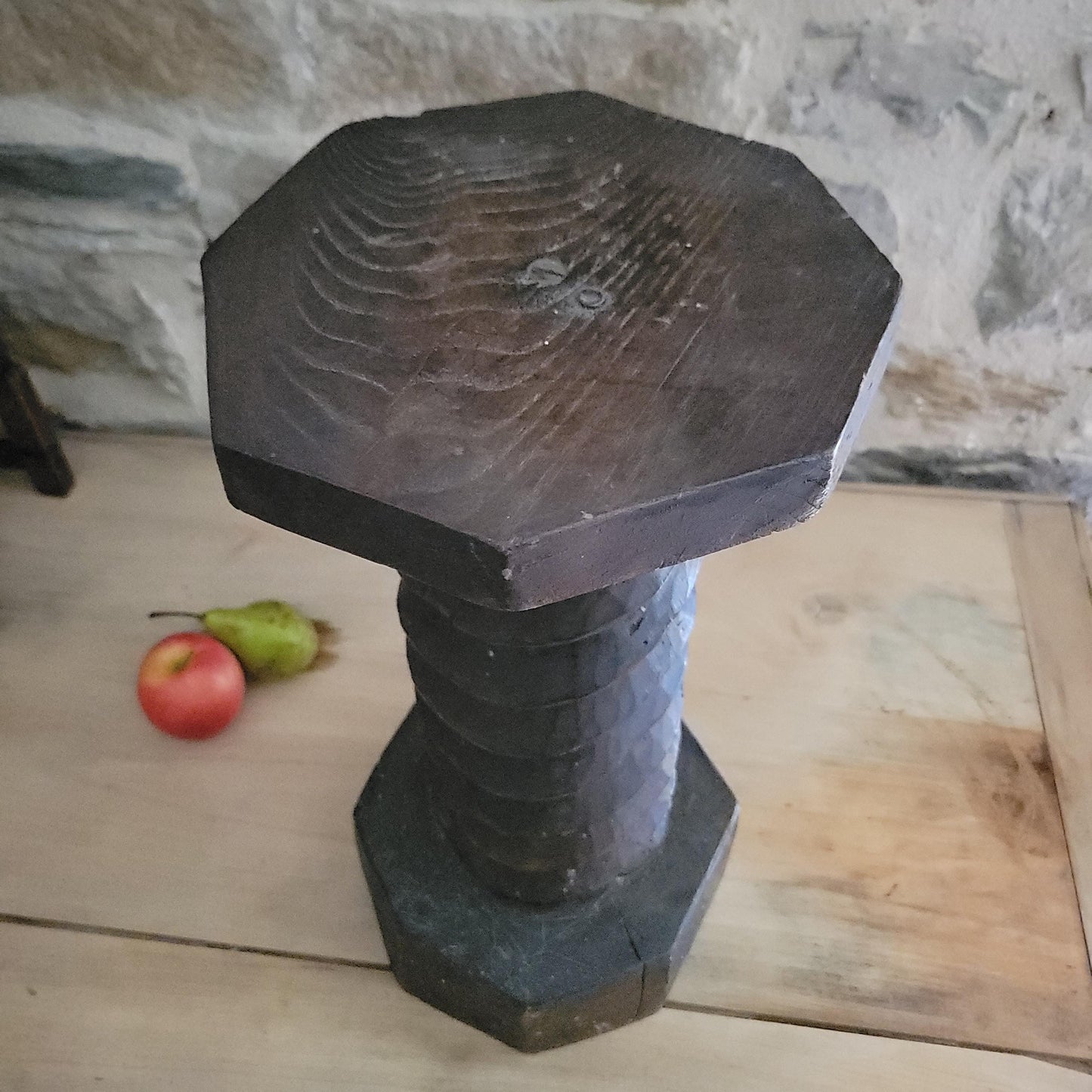Primitive French Oak Wine Press Screw-form Plant Stand or Plinth, c.1890