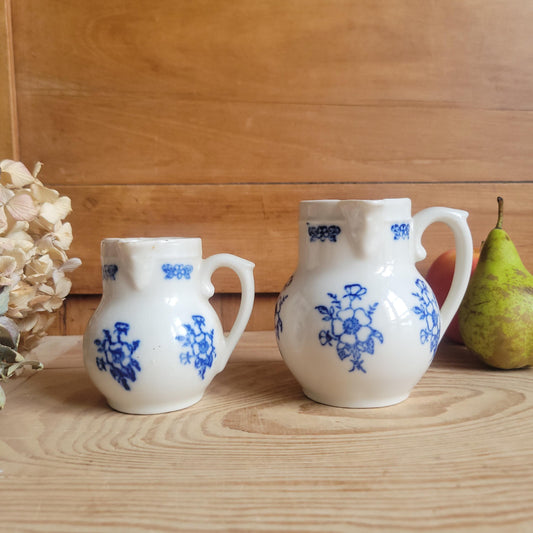Pair of Small St Uze Pitchers with Offset Handles, France c.1900