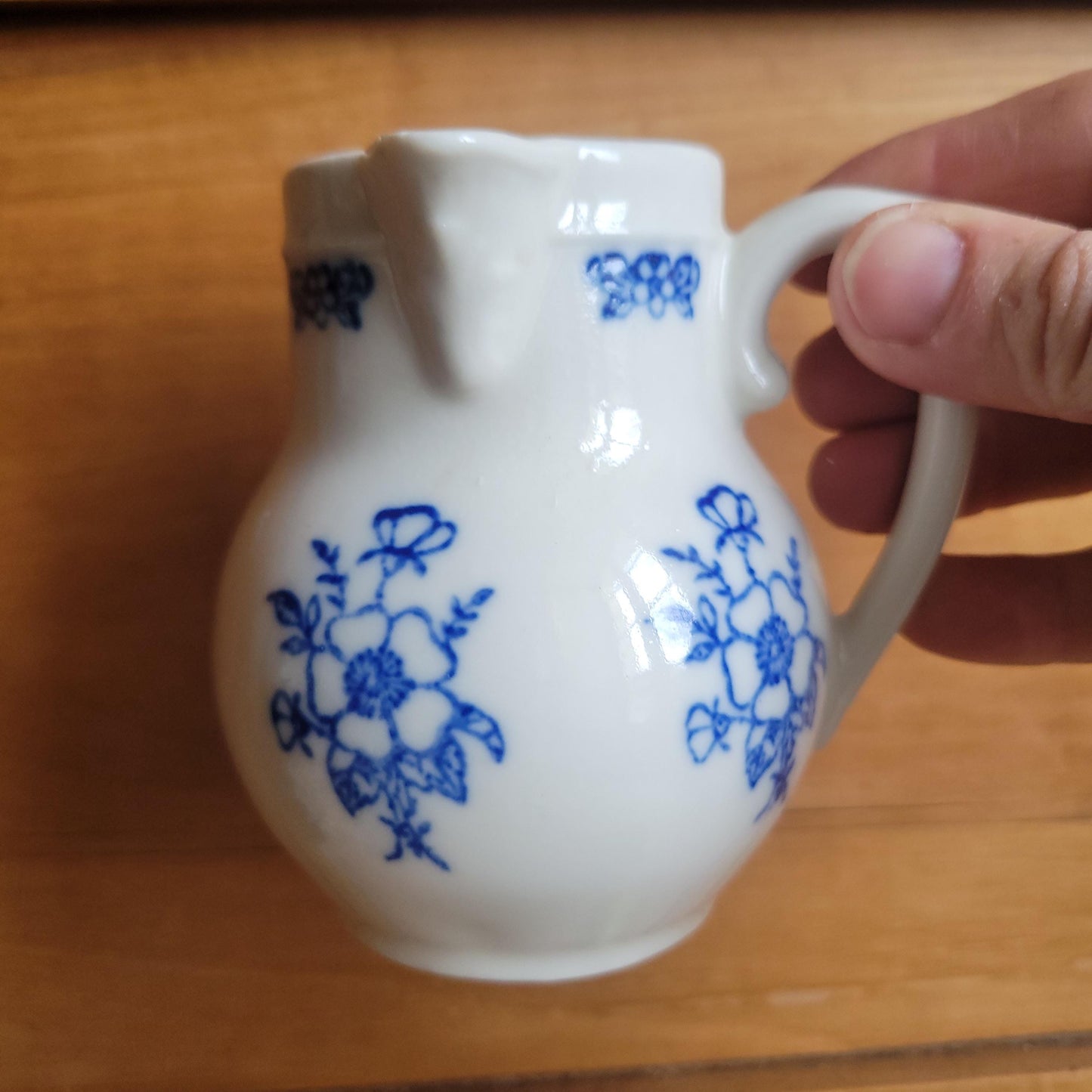 Pair of Small St Uze Pitchers with Offset Handles, France c.1900